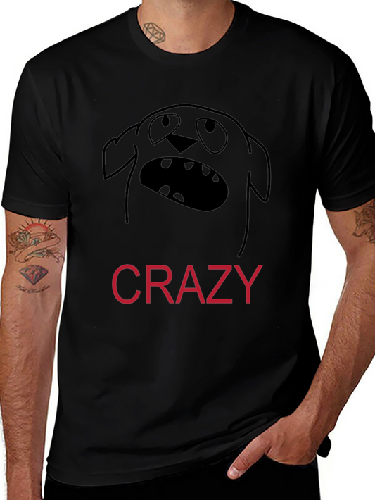 Crazy Dog Graphic Tee - Funny Black T-Shirt