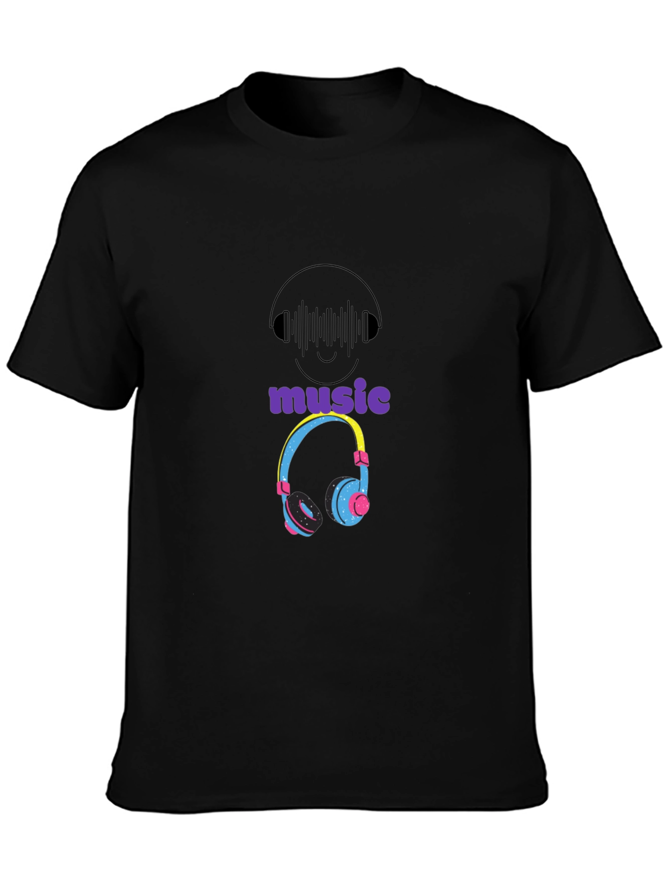 Music Lovers Graphic T-Shirt - Cool Headphones Design