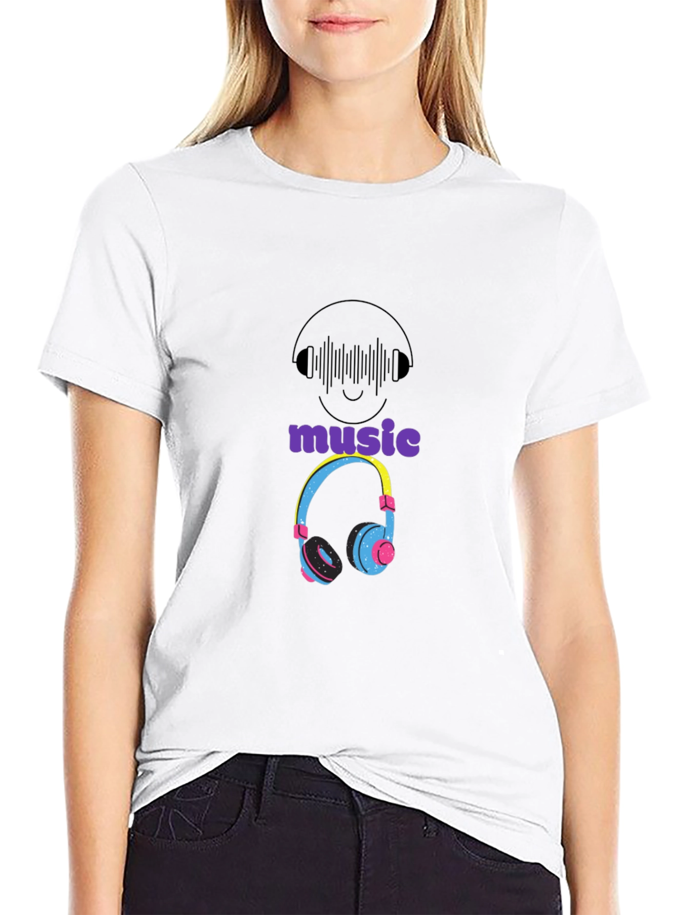Music Lovers Graphic T-Shirt - Cool Headphones Design