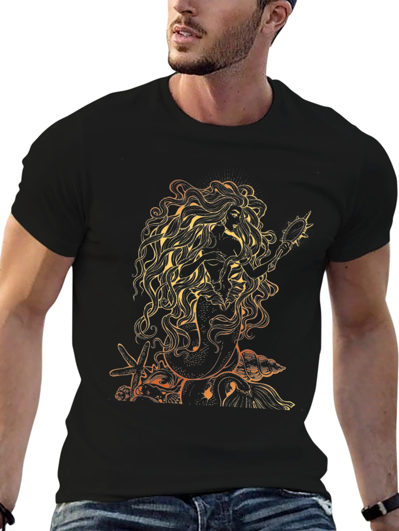 Mermaid Graphic Tee - Black