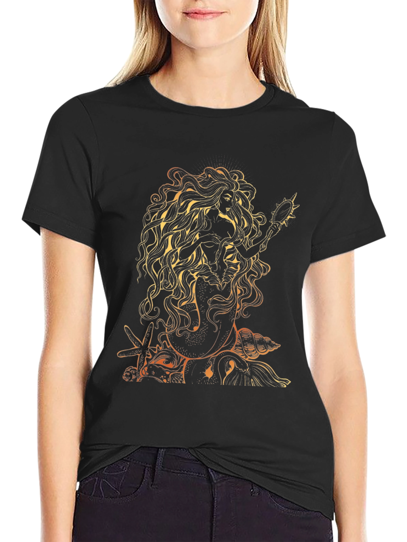 Mermaid Graphic Tee - Black