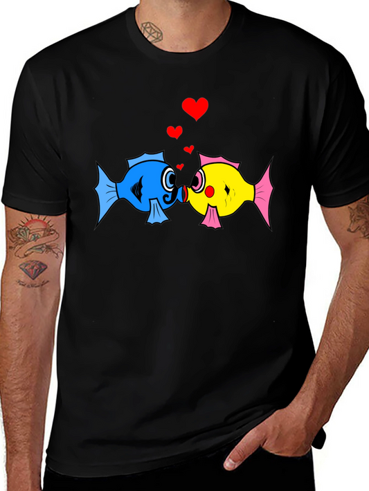 Fish Love T-Shirt: Cute Cartoon Kissing Fish Design