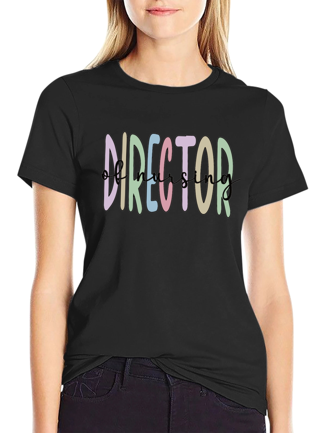 Director T-Shirt: Artistic Rainbow Text Design
