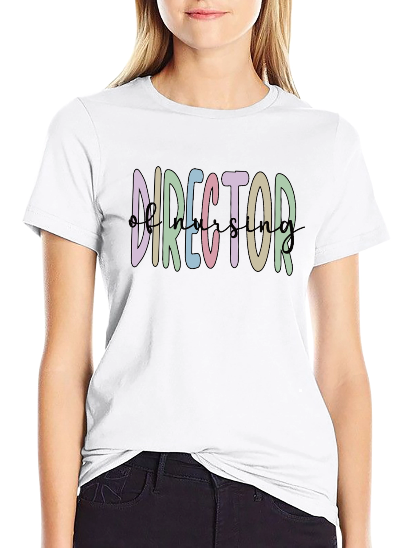 Director T-Shirt: Artistic Rainbow Text Design
