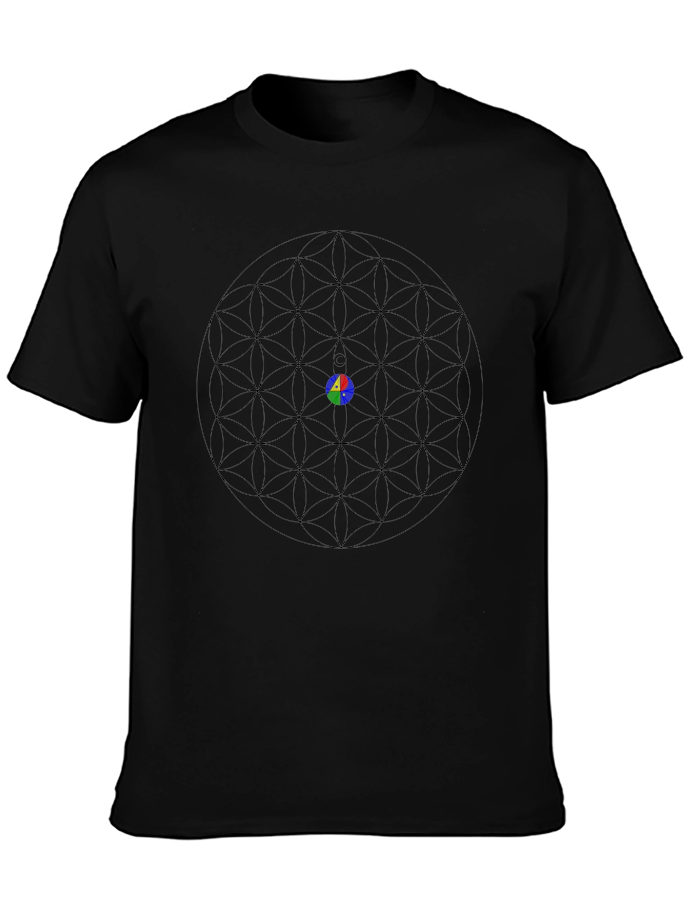 Geometric Flower of Life T-Shirt - Black