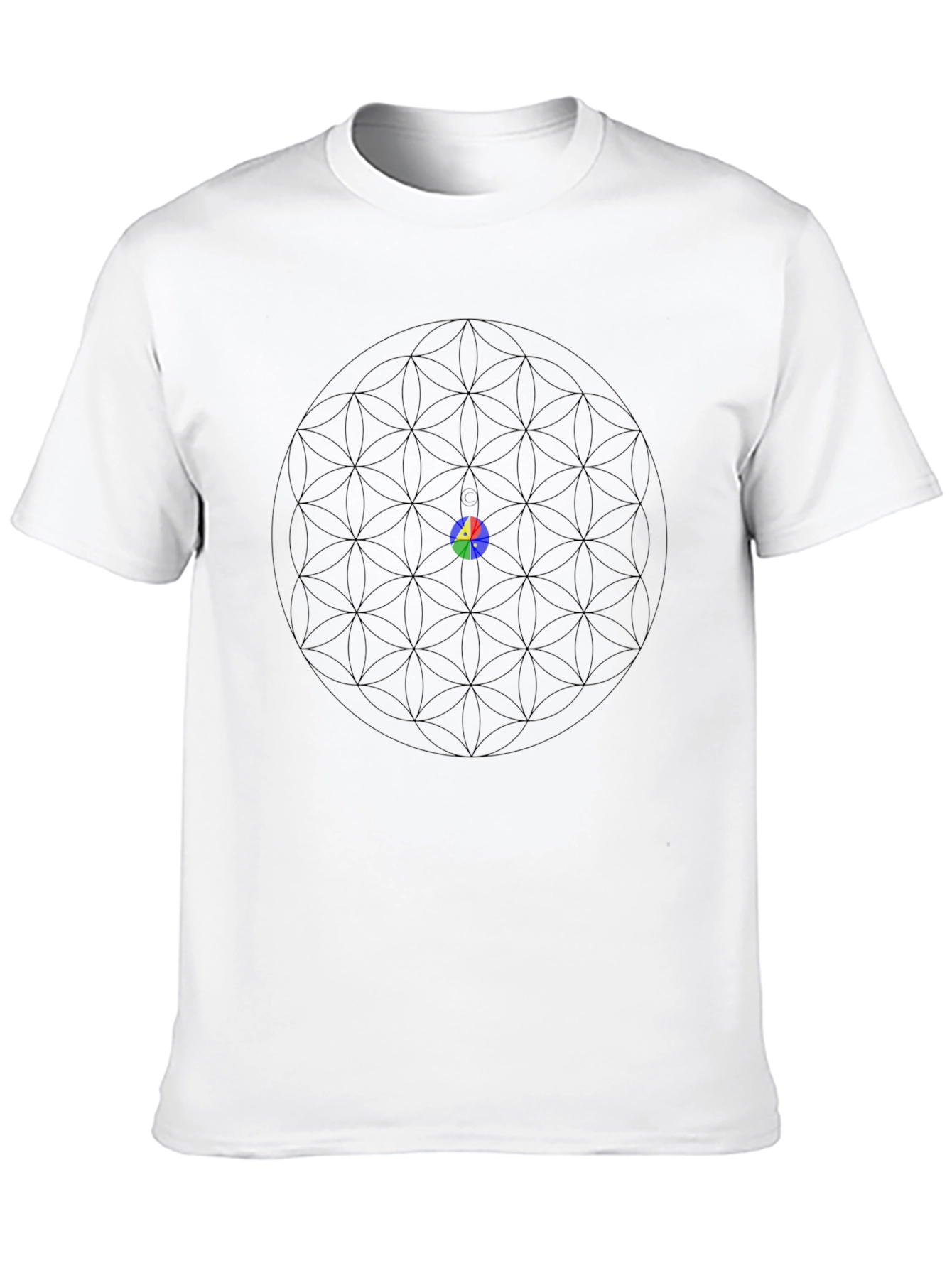 Geometric Flower of Life T-Shirt - Black