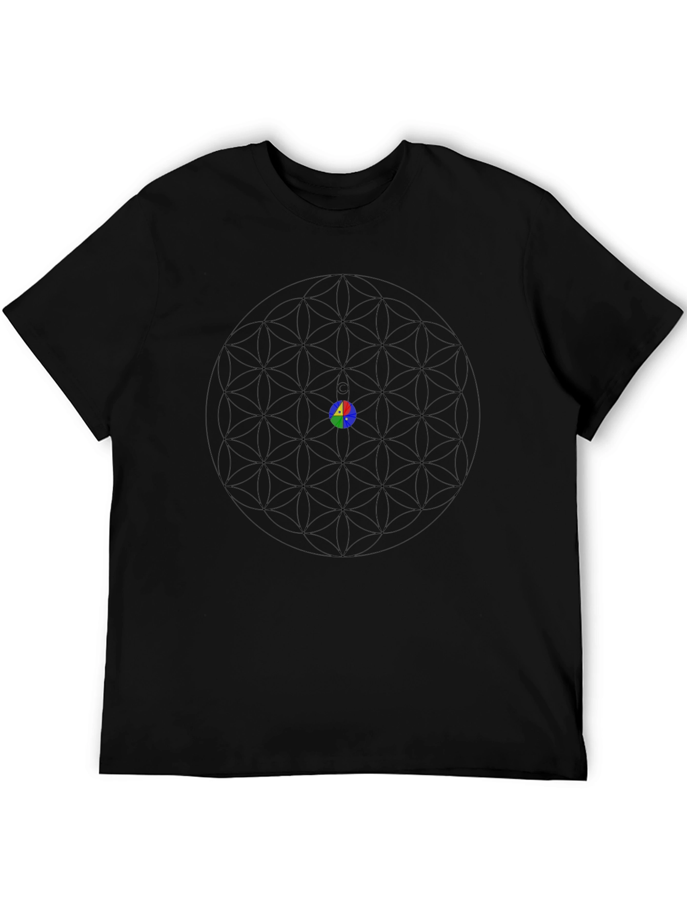 Geometric Flower of Life T-Shirt - Black