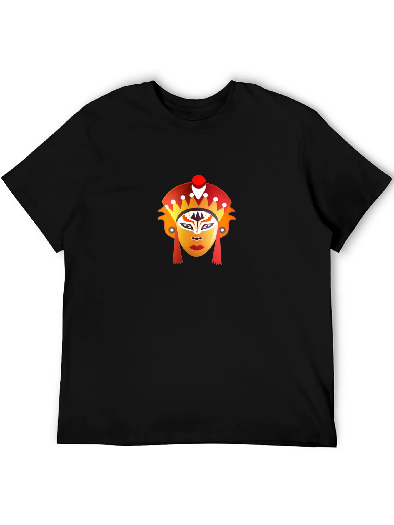 Black T-Shirt with Graphic Mask Design