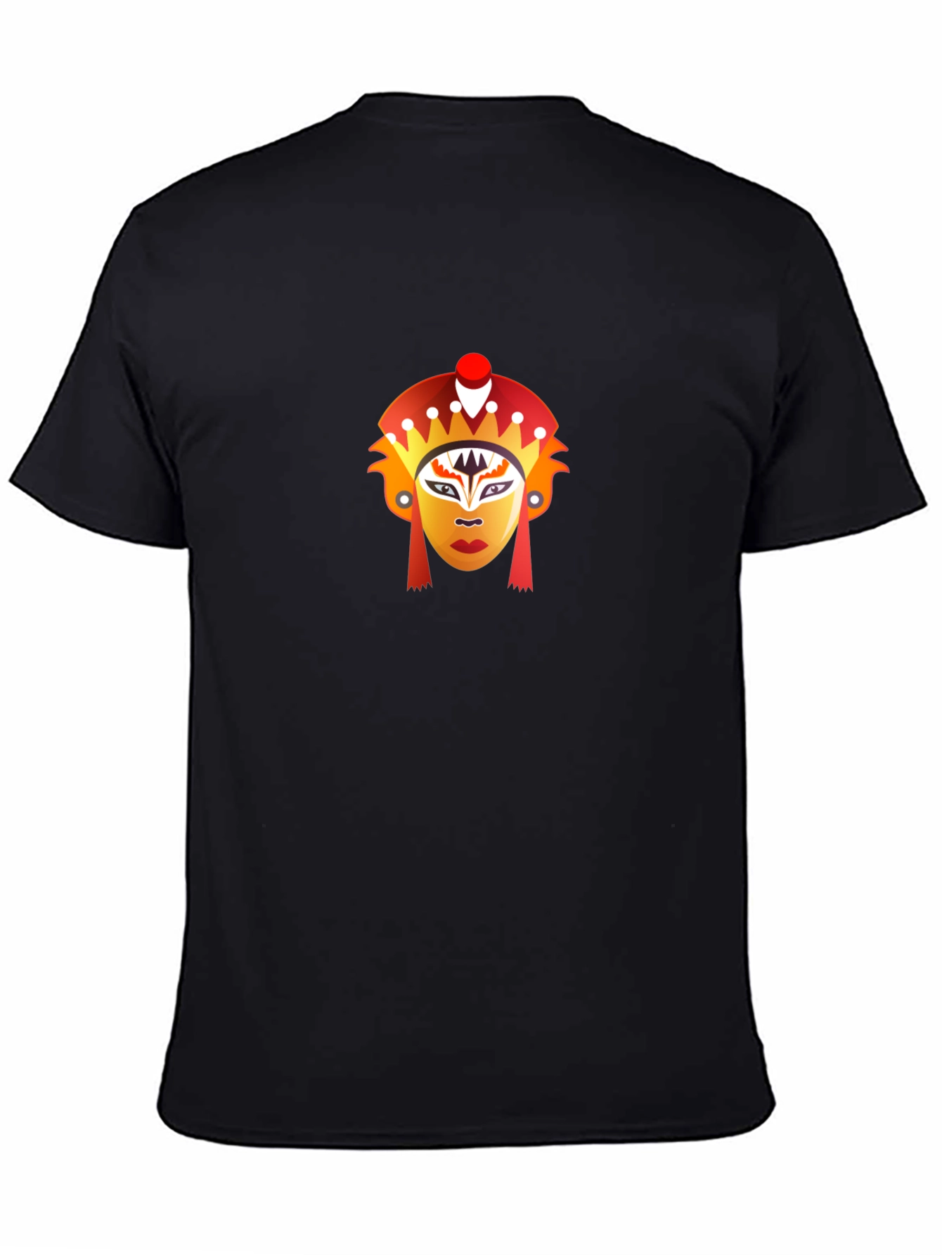 Black T-Shirt with Graphic Mask Design