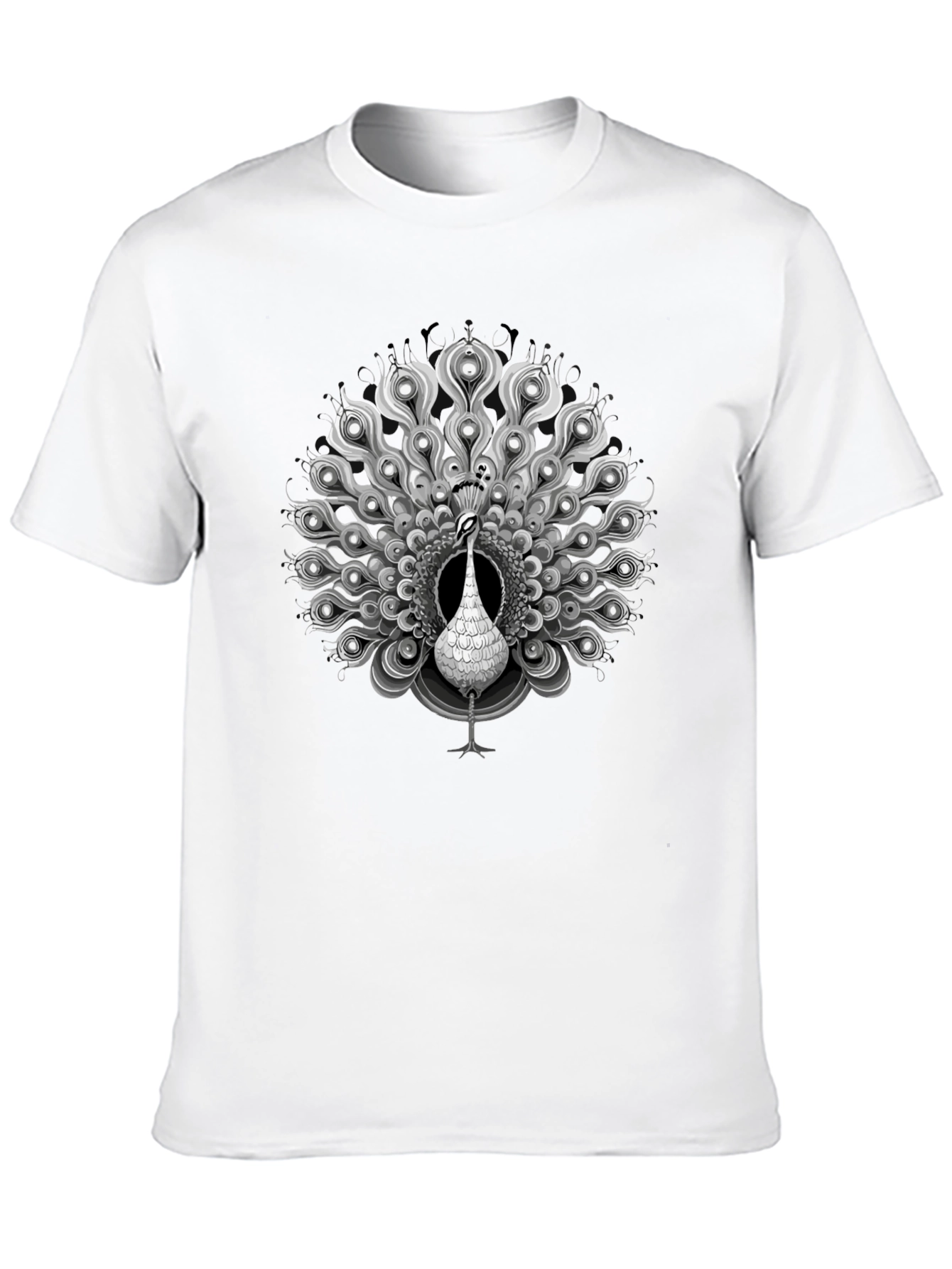 Black Peacock Graphic Tee - Elegant Mens Shirt