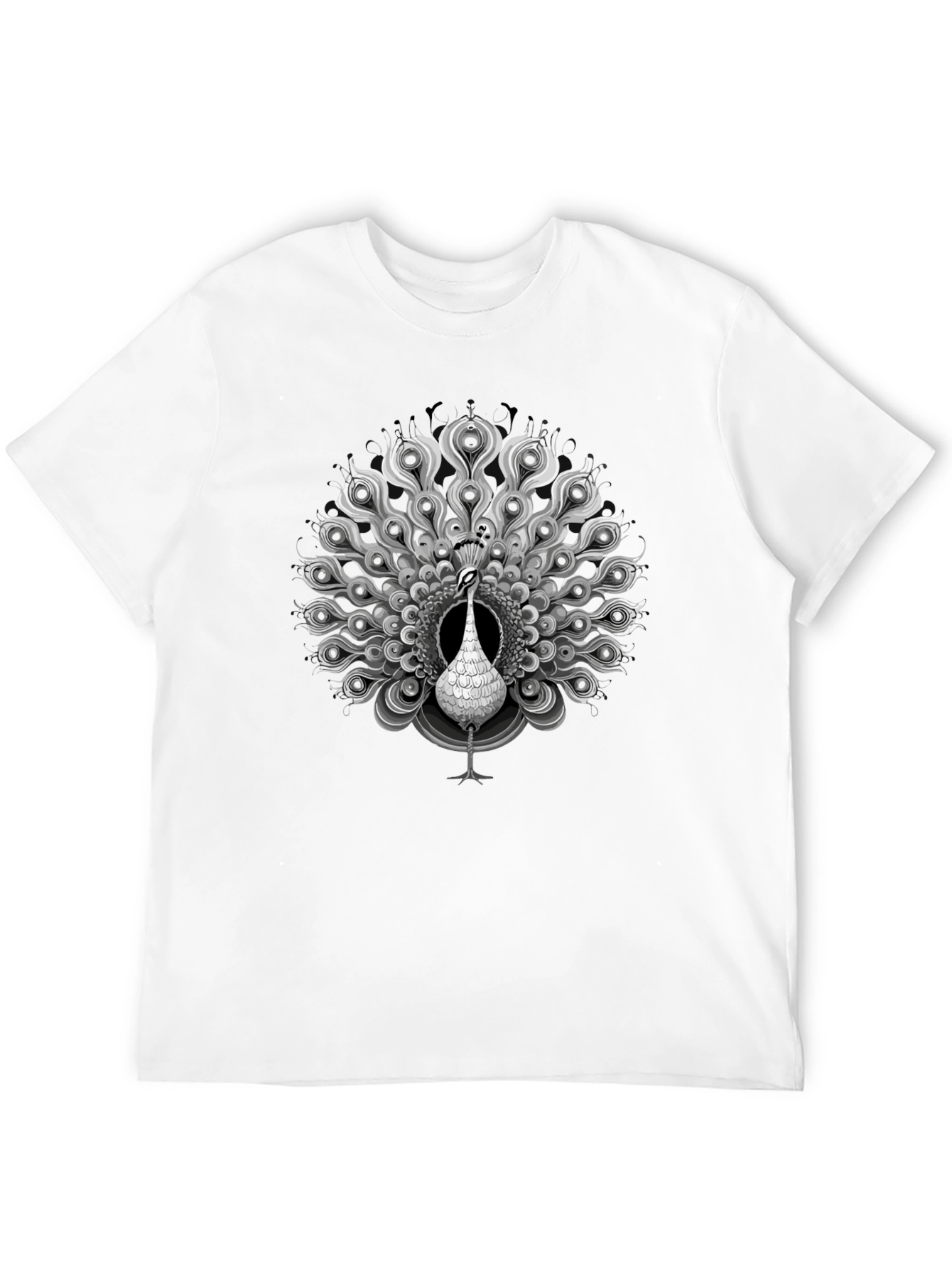 Black Peacock Graphic Tee - Elegant Mens Shirt
