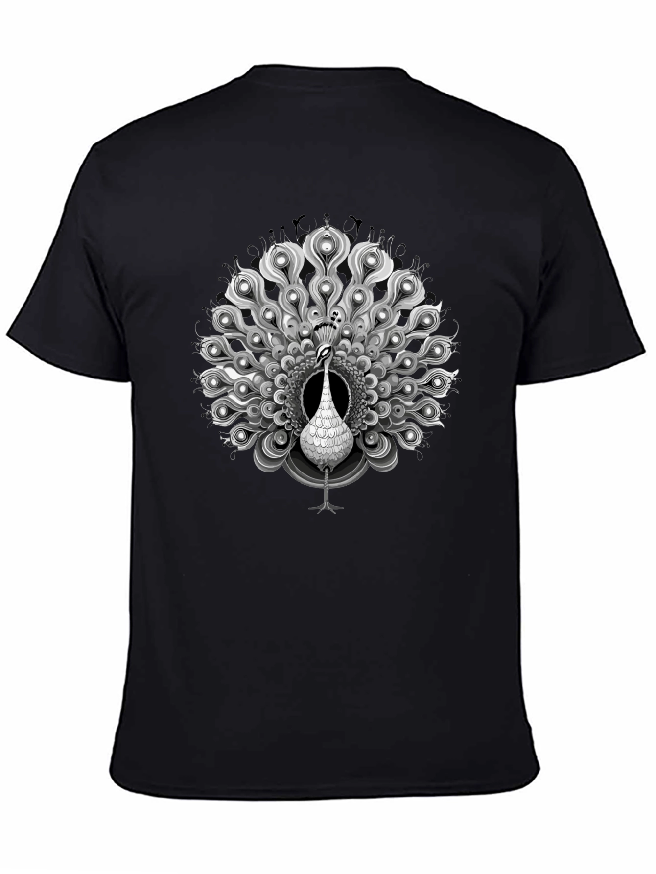 Black Peacock Graphic Tee - Elegant Mens Shirt