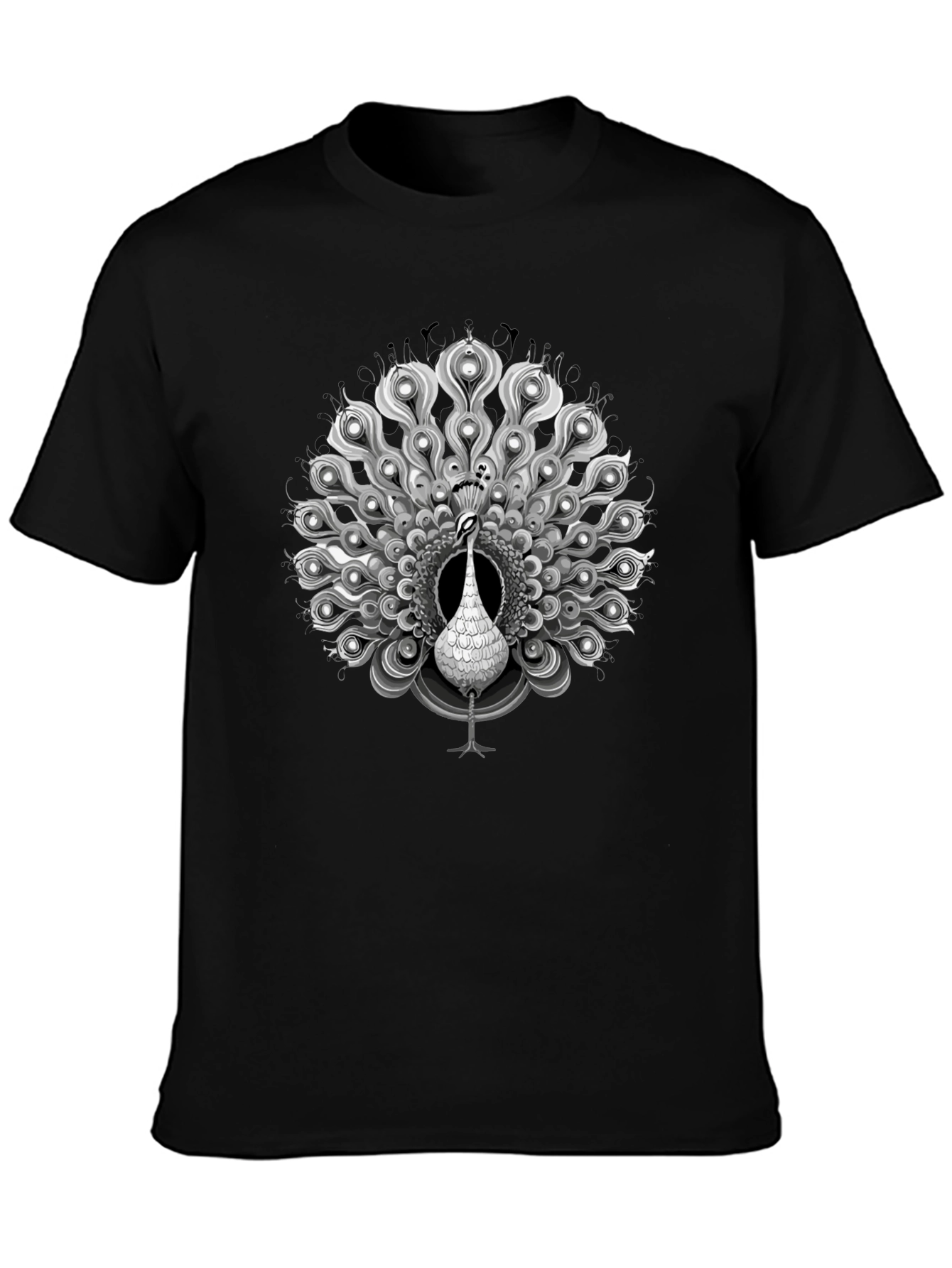 Black Peacock Graphic Tee - Elegant Mens Shirt
