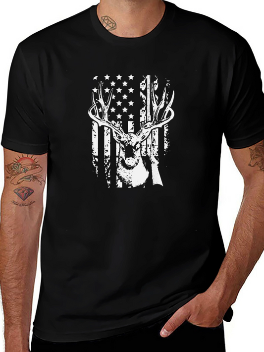 Deer Hunting American Flag Graphic Tee
