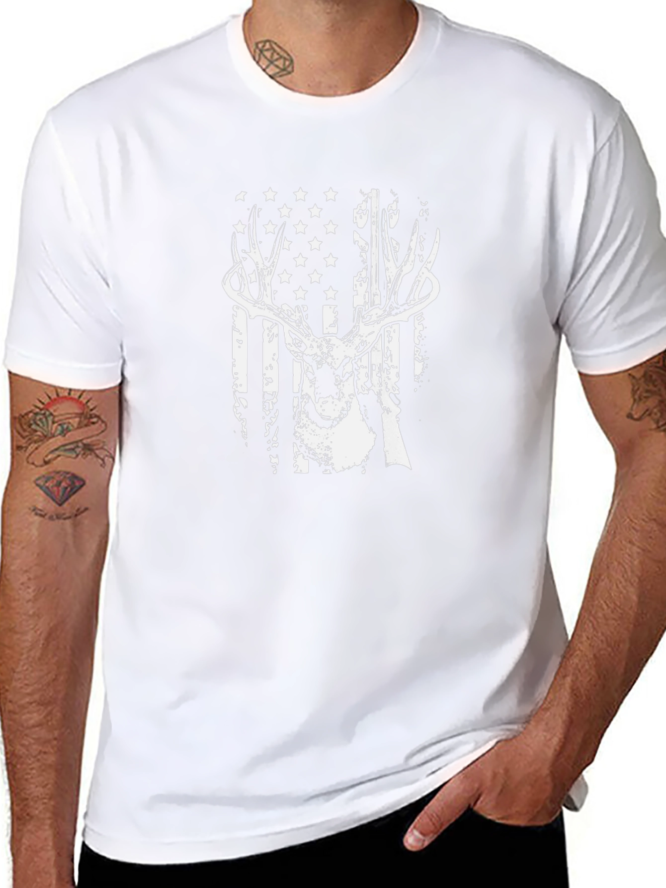 Deer Hunting American Flag Graphic Tee