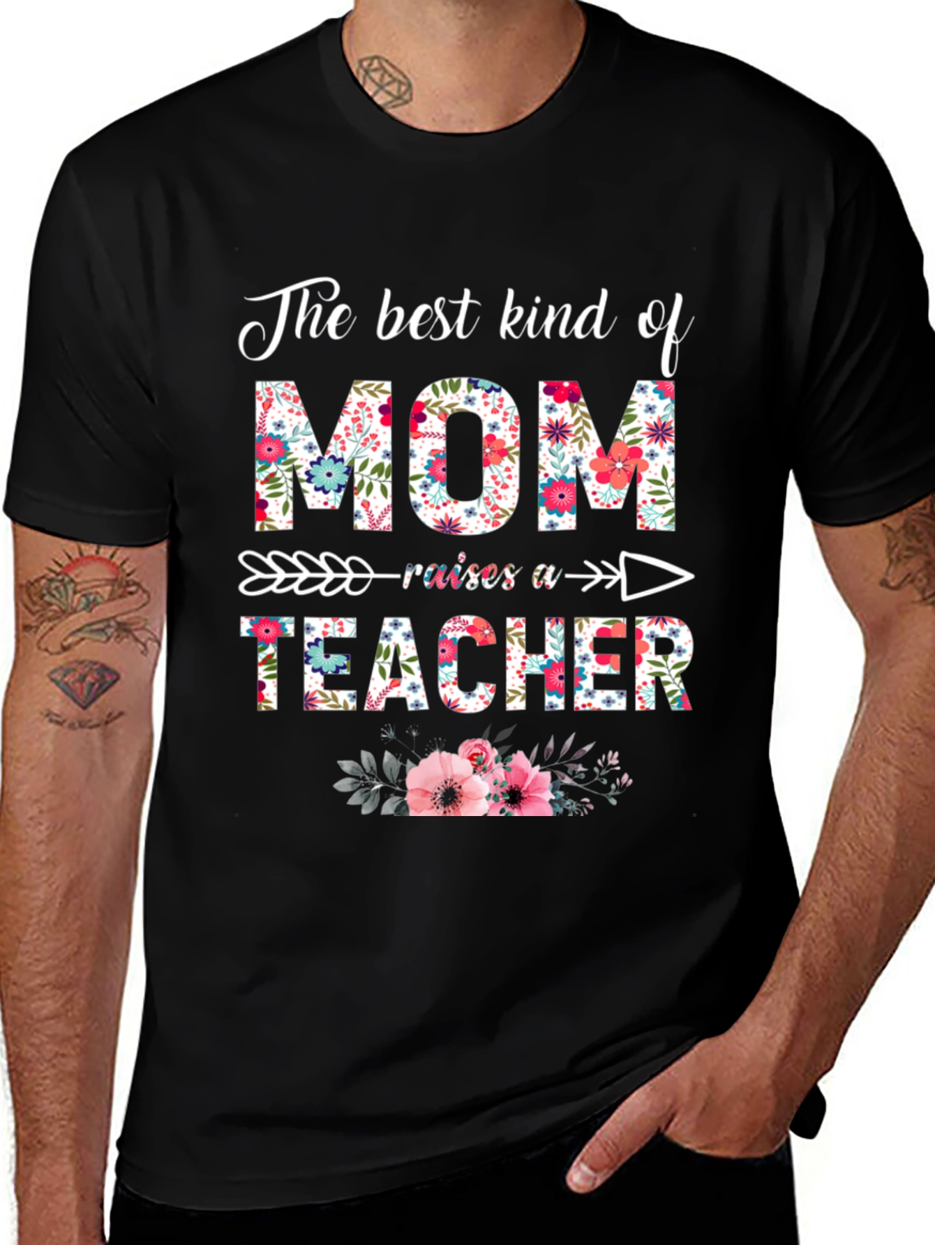 Floral Mom Raises a Teacher T-Shirt