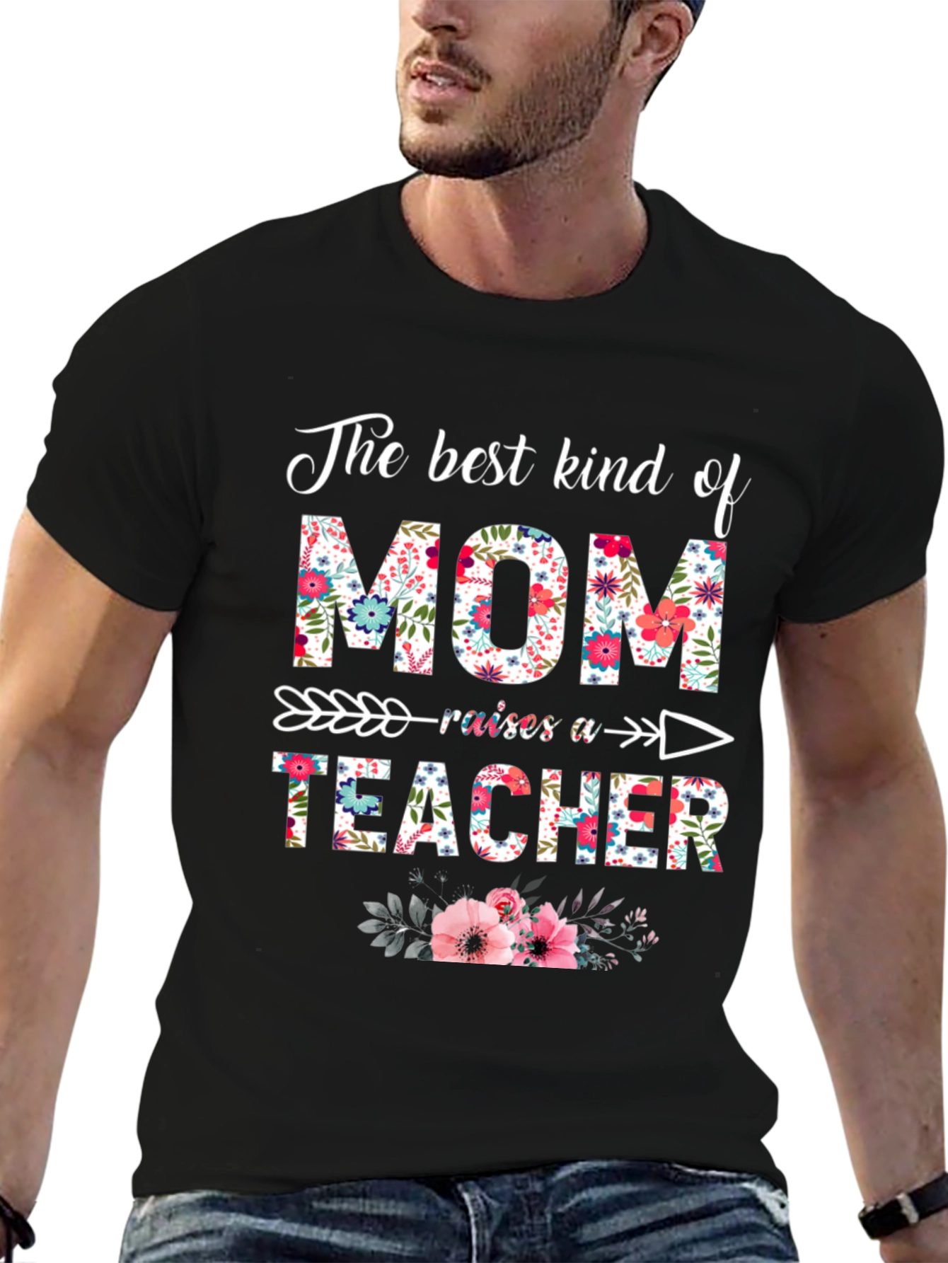 Floral Mom Raises a Teacher T-Shirt