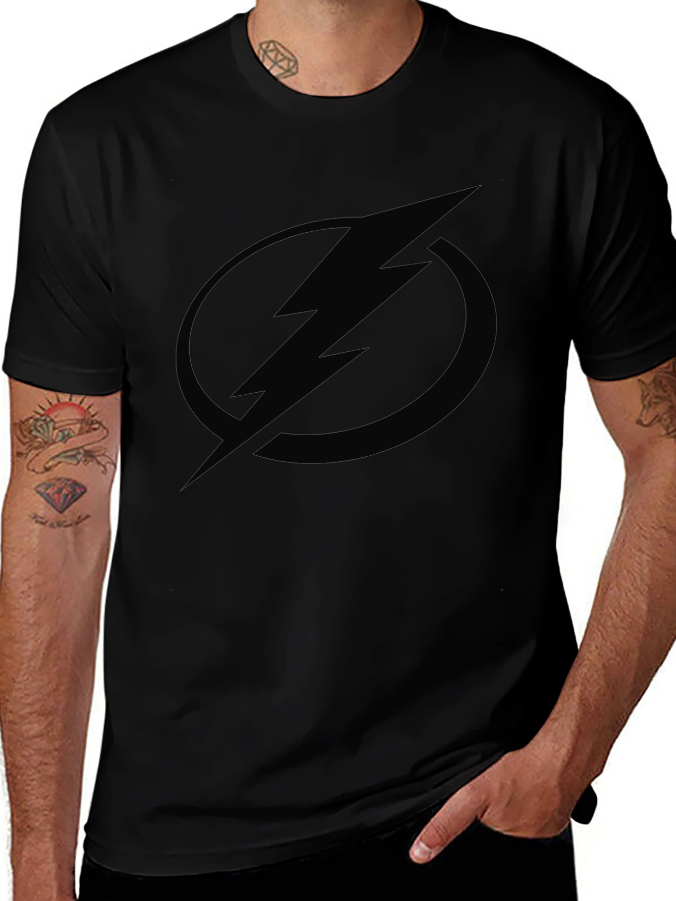 Black Lightning Bolt Graphic Tee - Modern Casual Style