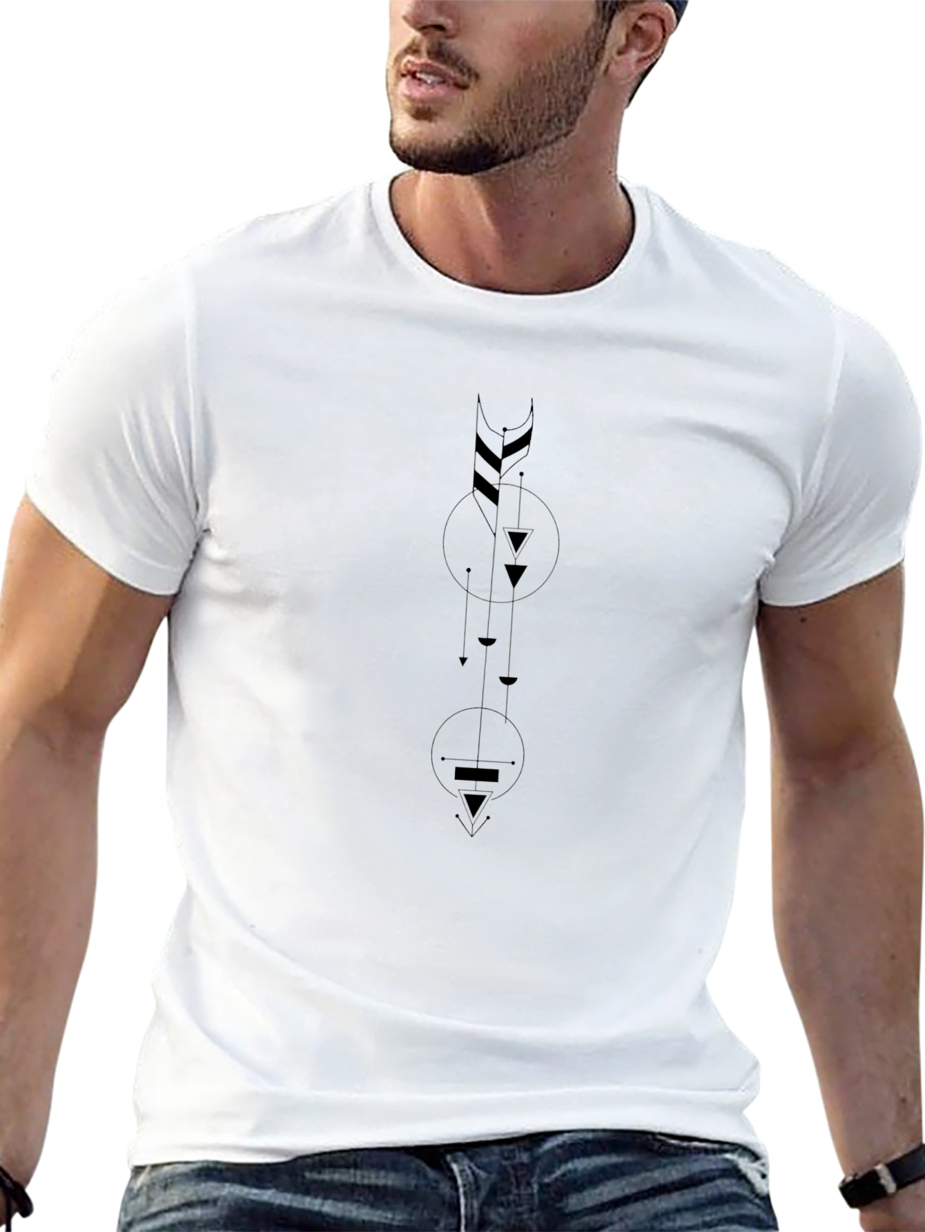 Geometric Arrow Graphic Tee - Modern Casual Style