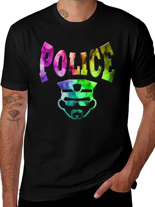 Police Design Mens Black Graphic T-Shirt