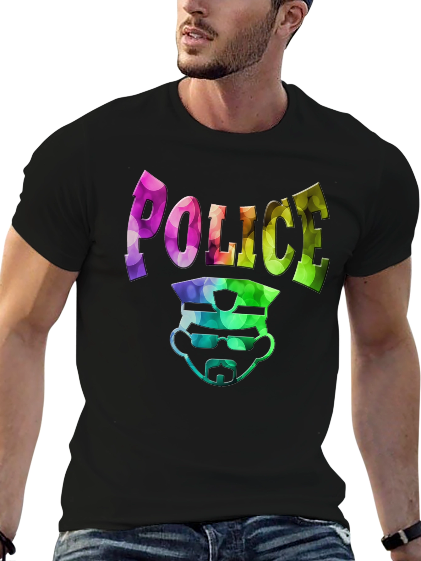 Police Design Mens Black Graphic T-Shirt