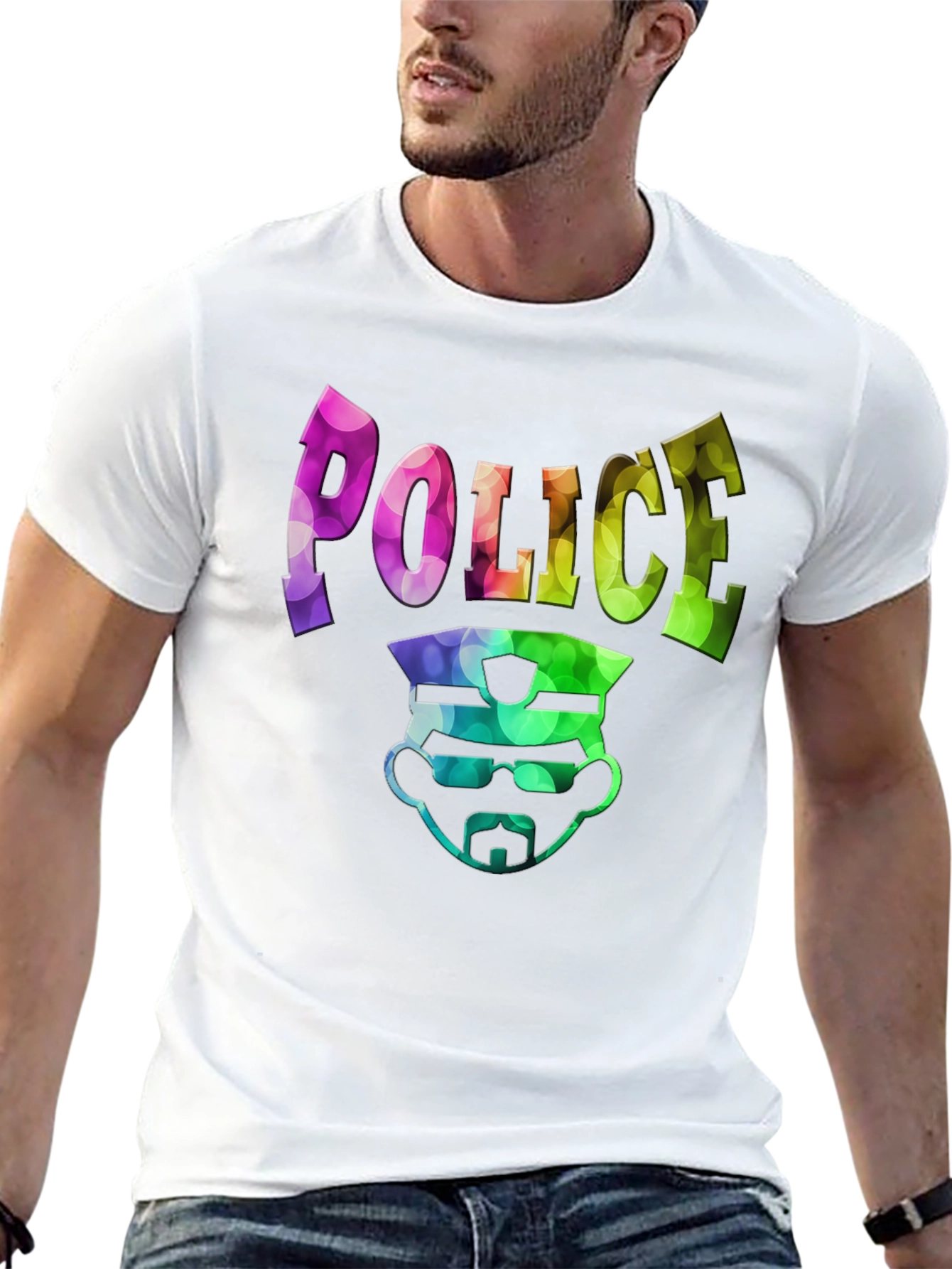 Police Design Mens Black Graphic T-Shirt