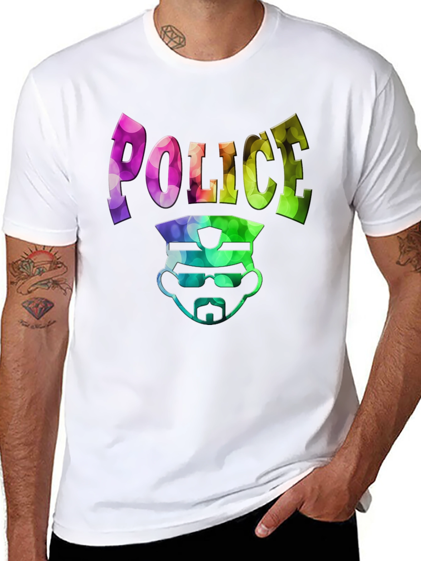 Police Design Mens Black Graphic T-Shirt