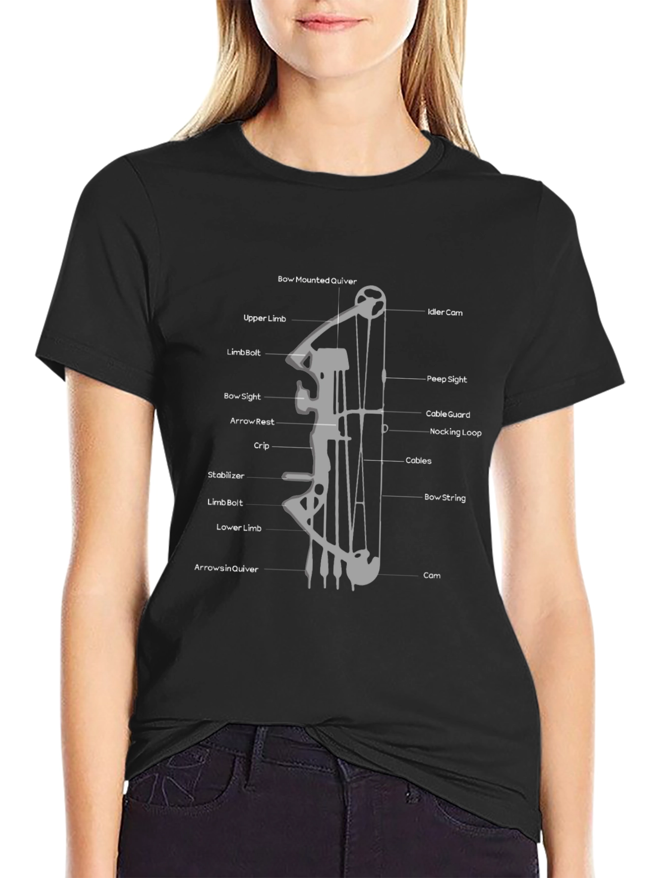 Archery Bow Diagram Black T-Shirt