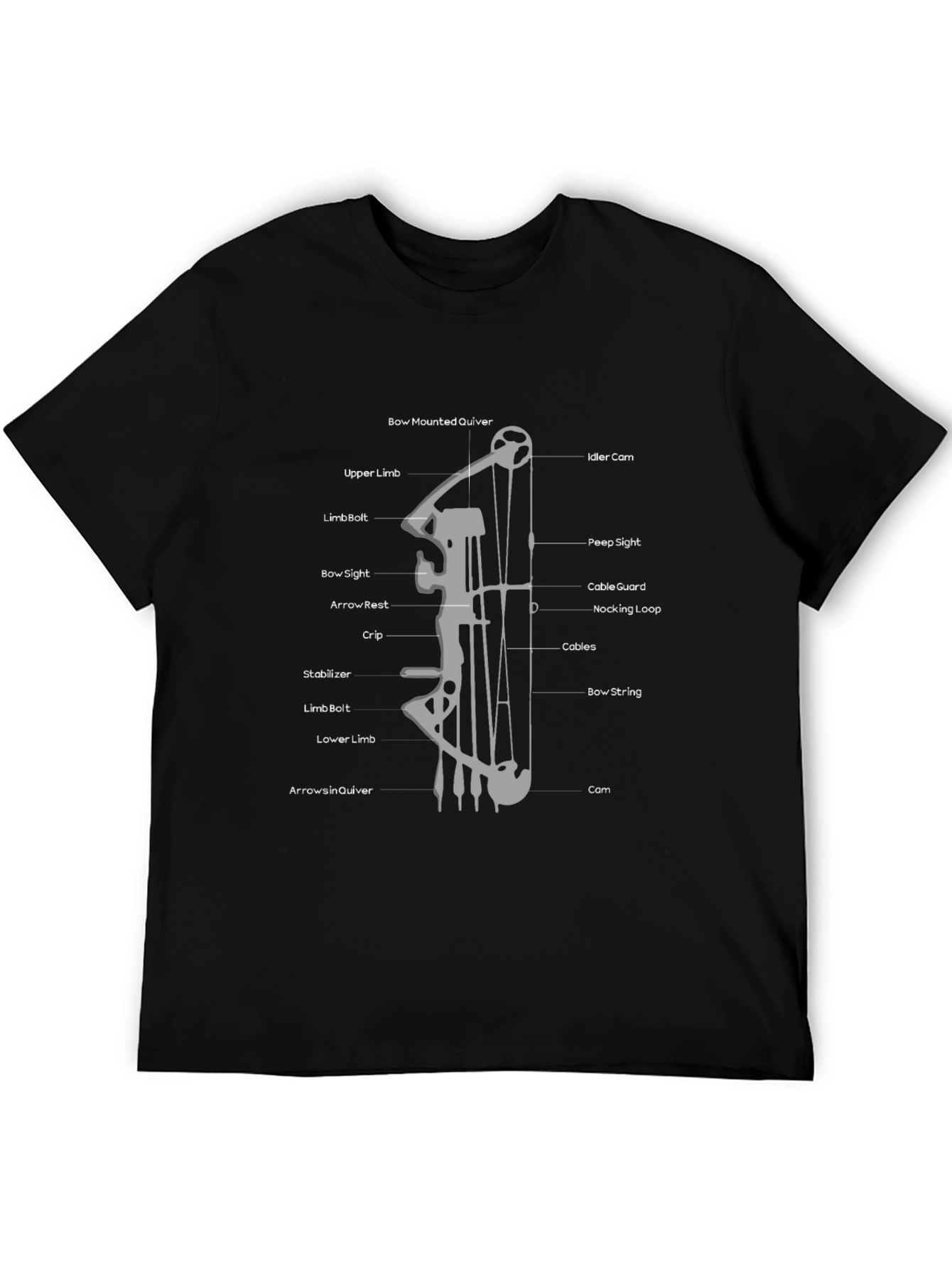 Archery Bow Diagram Black T-Shirt