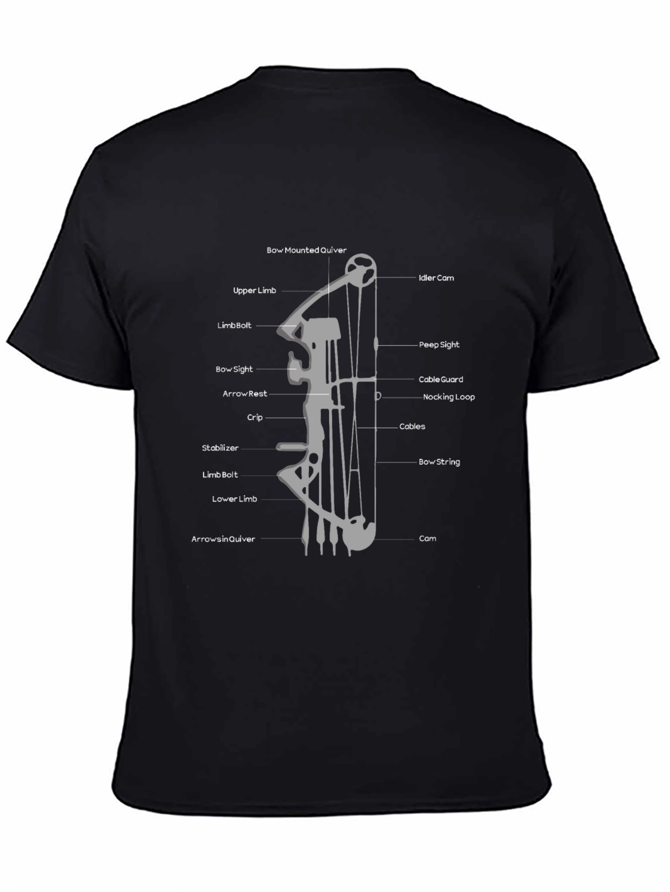 Archery Bow Diagram Black T-Shirt