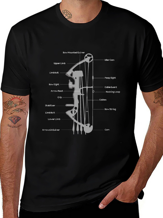 Archery Bow Diagram Black T-Shirt