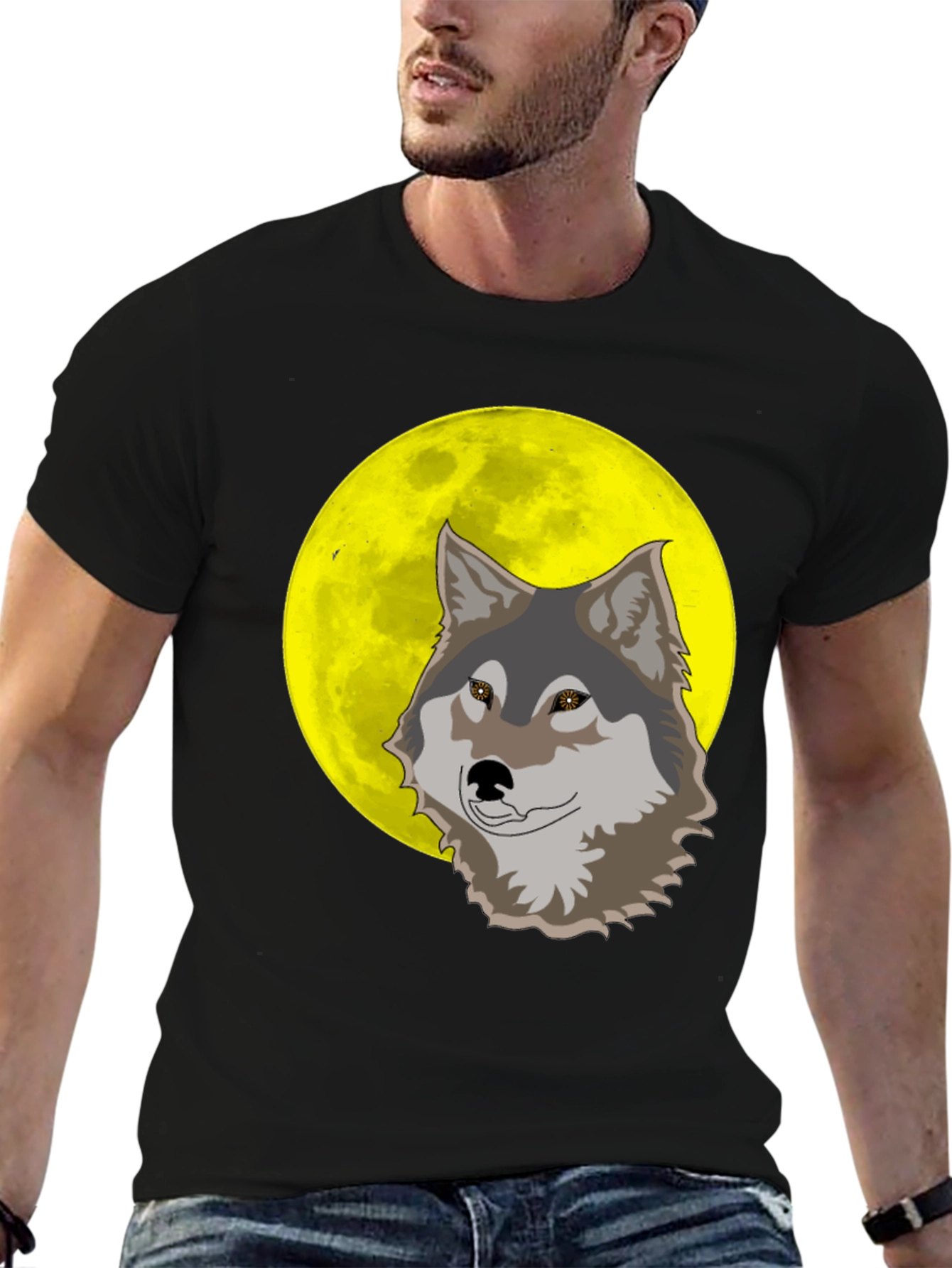 Wolf Moon Graphic T-Shirt - Mens Black Tee