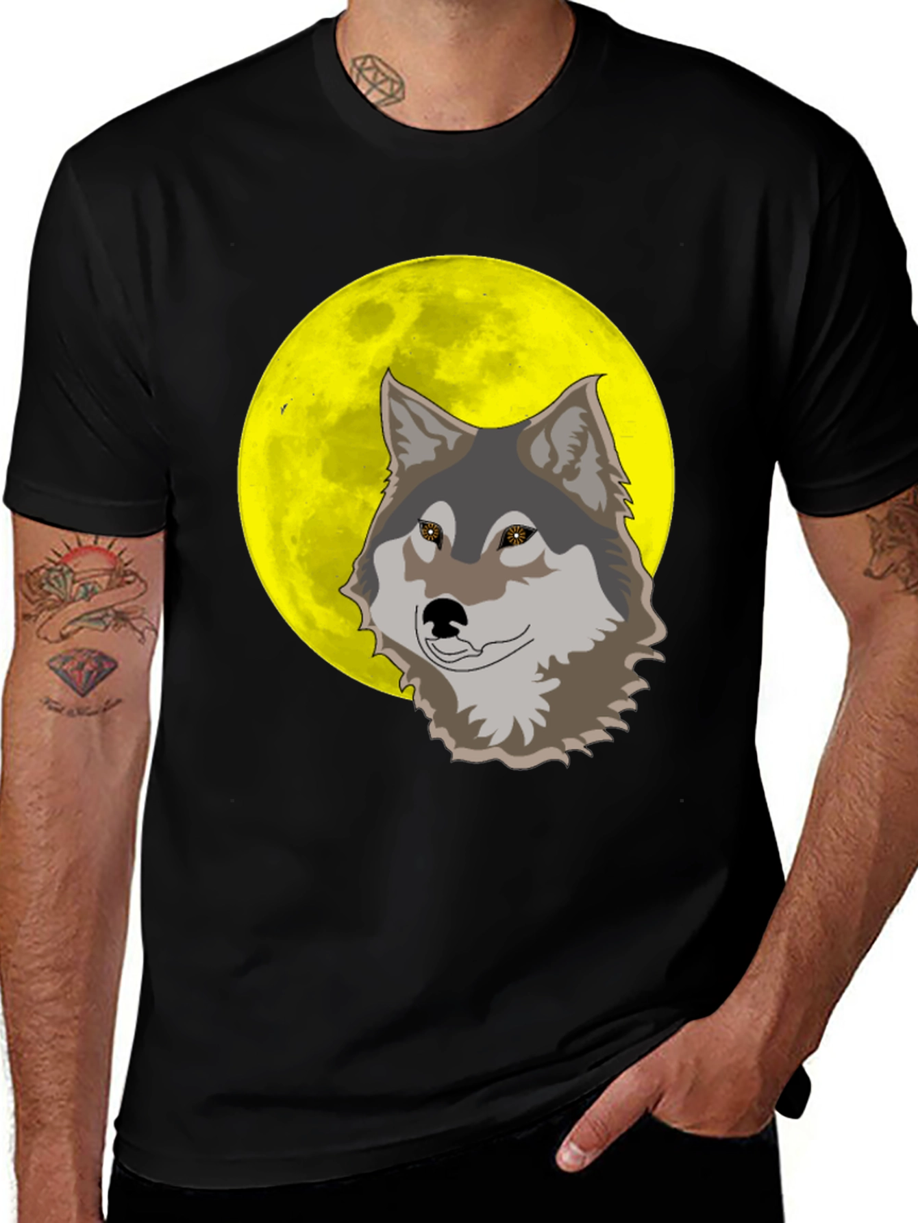 Wolf Moon Graphic T-Shirt - Mens Black Tee