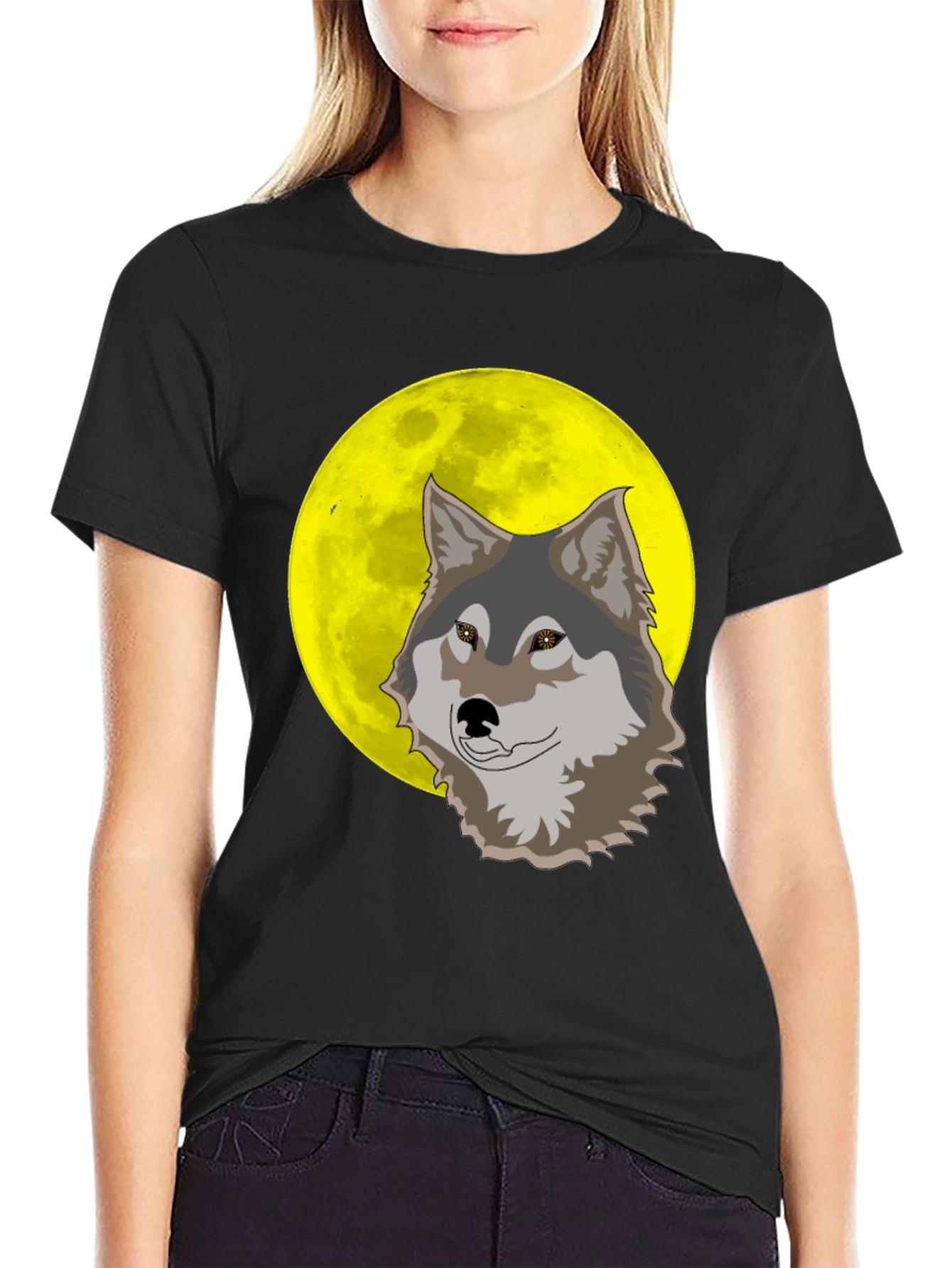 Wolf Moon Graphic T-Shirt - Mens Black Tee