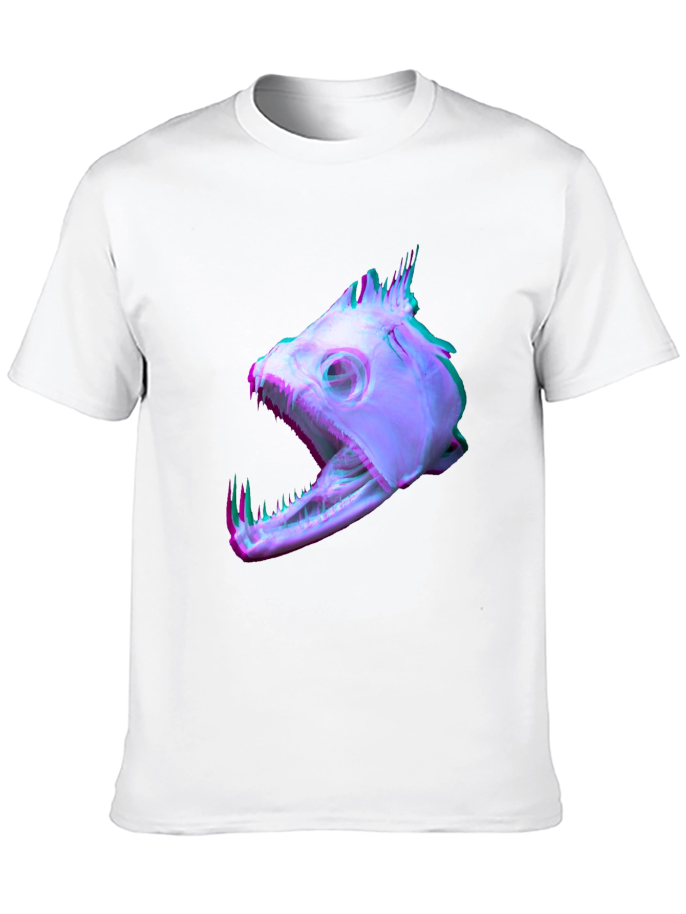 Unique Fish Skull Graphic Print Black T-Shirt