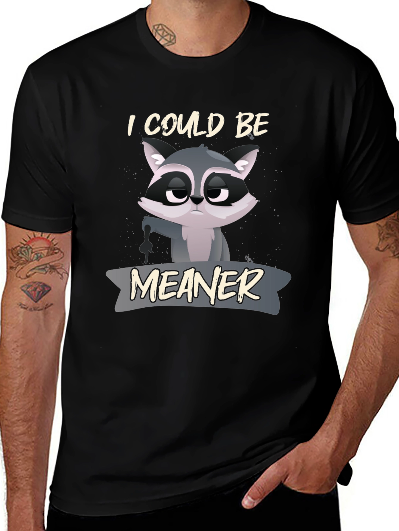 Raccoon I Could Be Meaner Graphic Tee