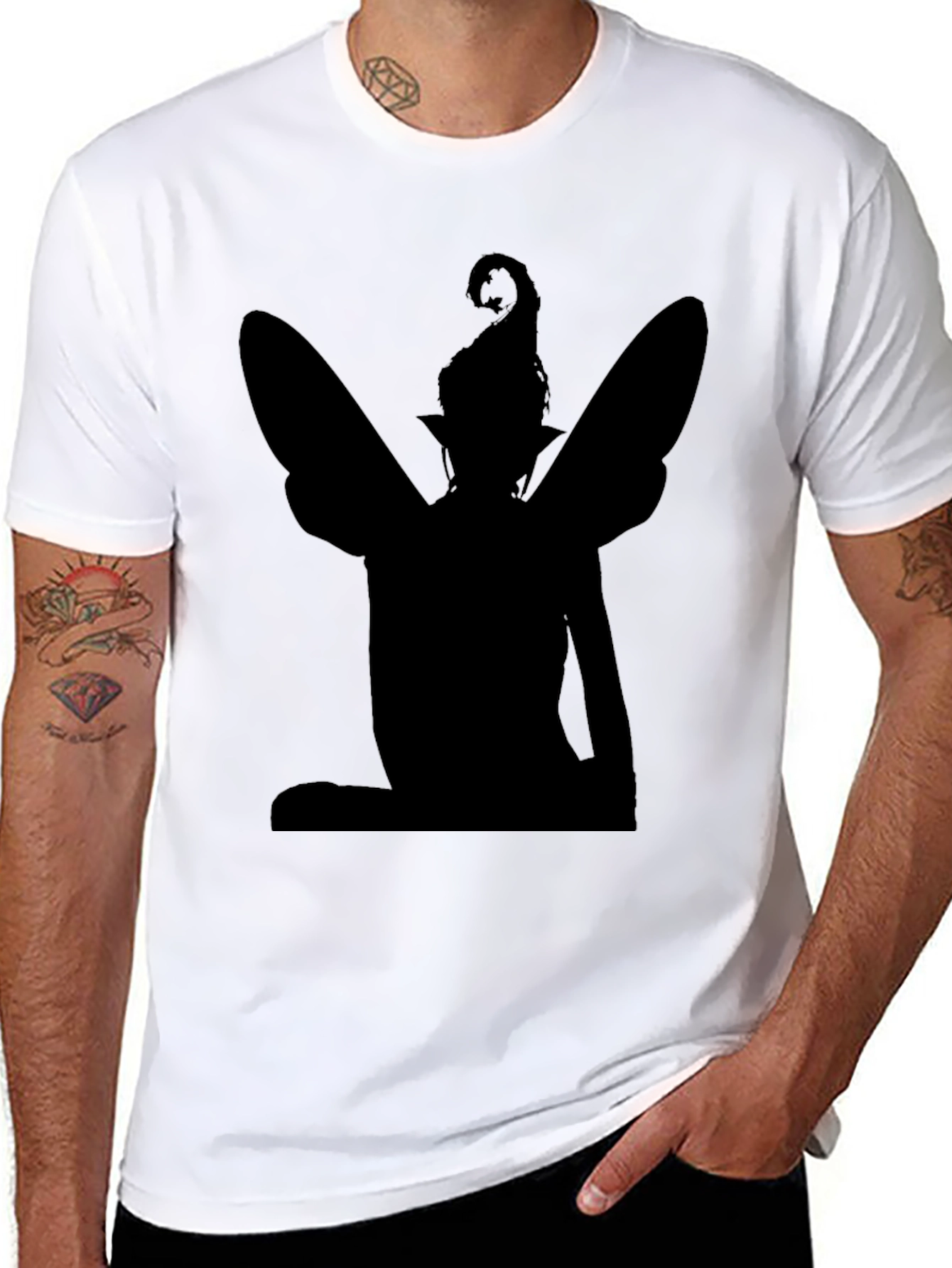 Fairy Silhouette Graphic Tee - Black