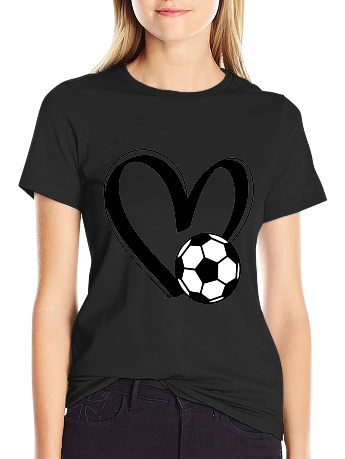 Soccer Love Graphic T-Shirt - Black