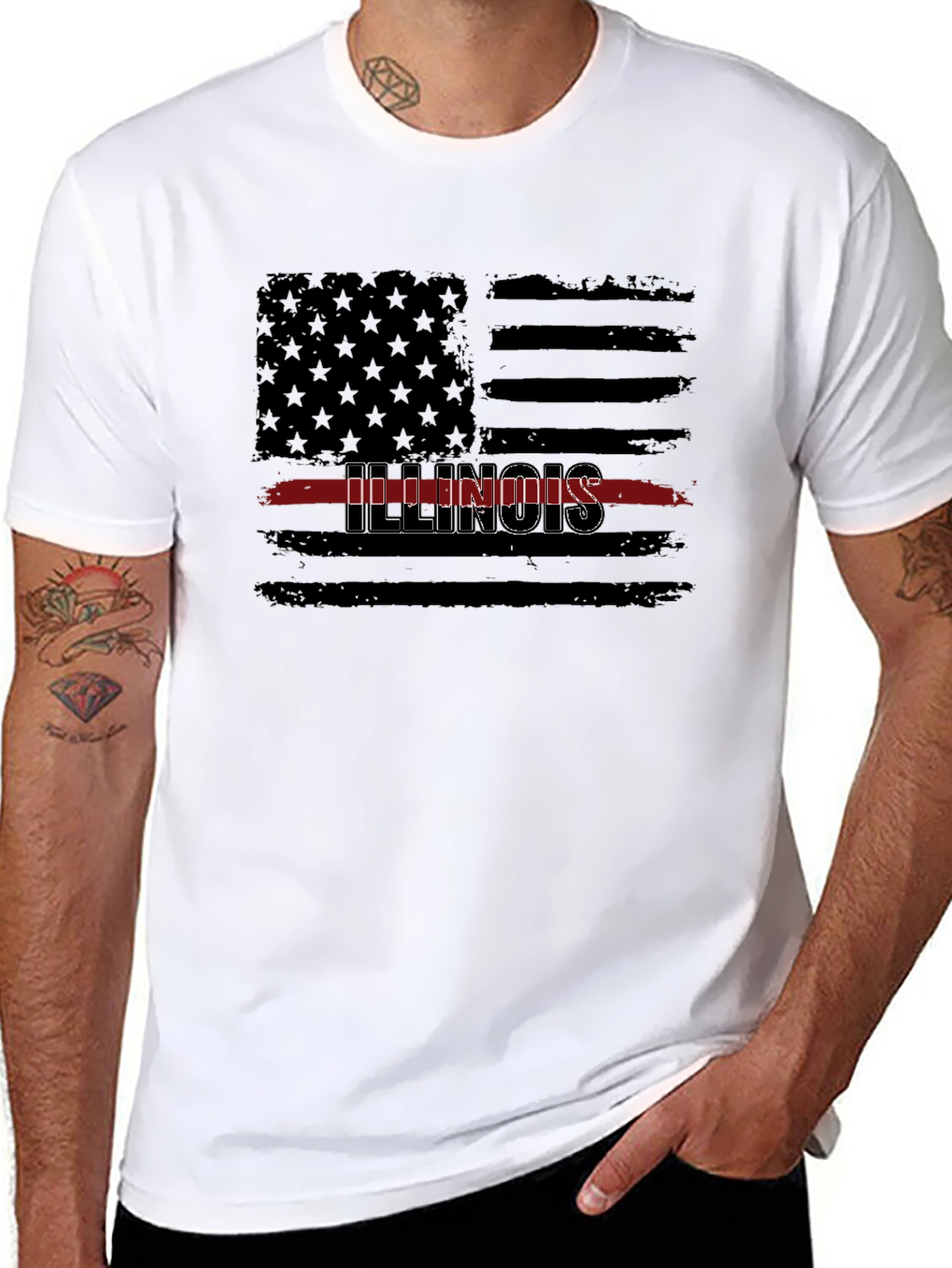 Illinois Thin Red Line Flag T-Shirt