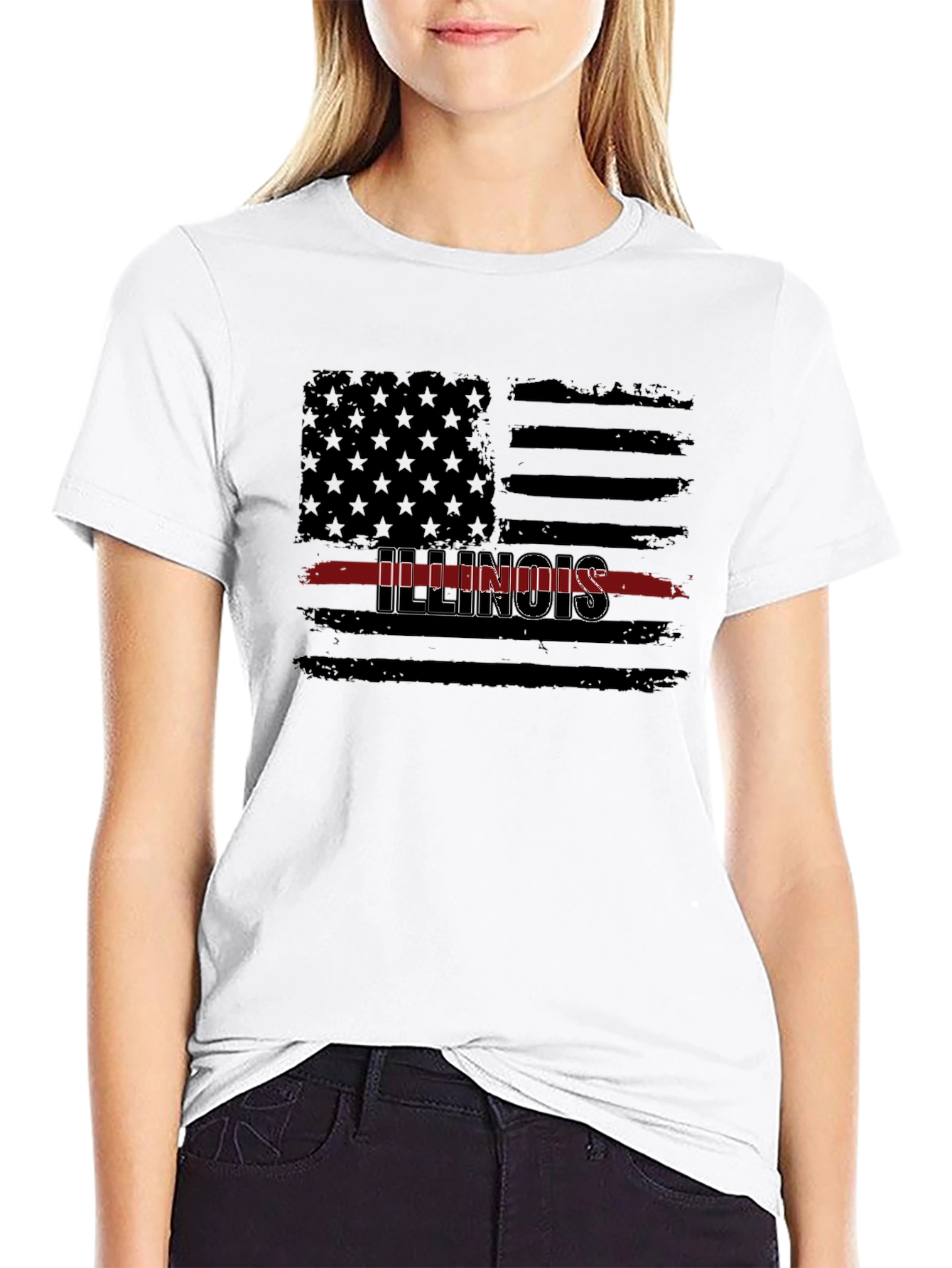 Illinois Thin Red Line Flag T-Shirt