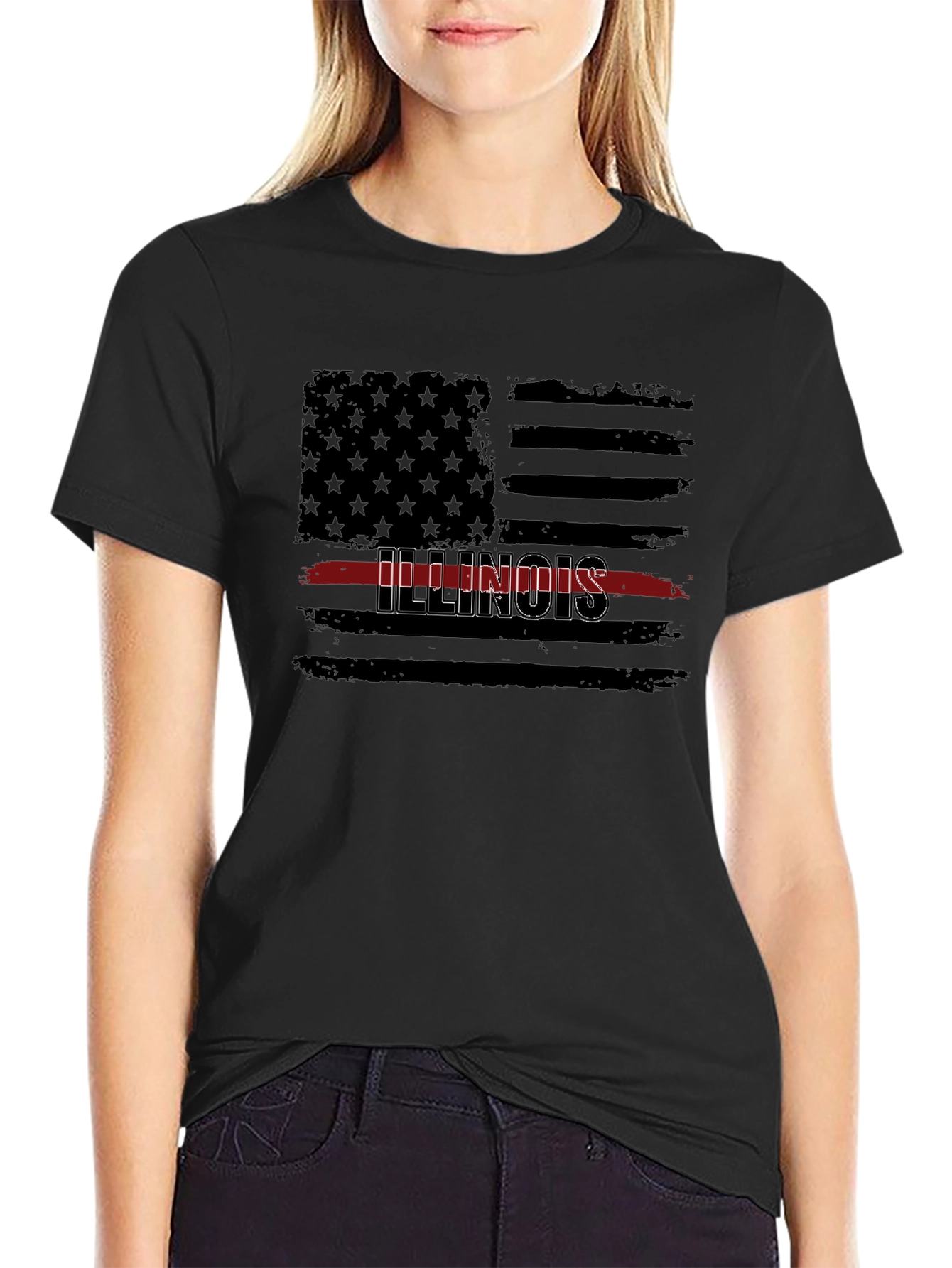 Illinois Thin Red Line Flag T-Shirt