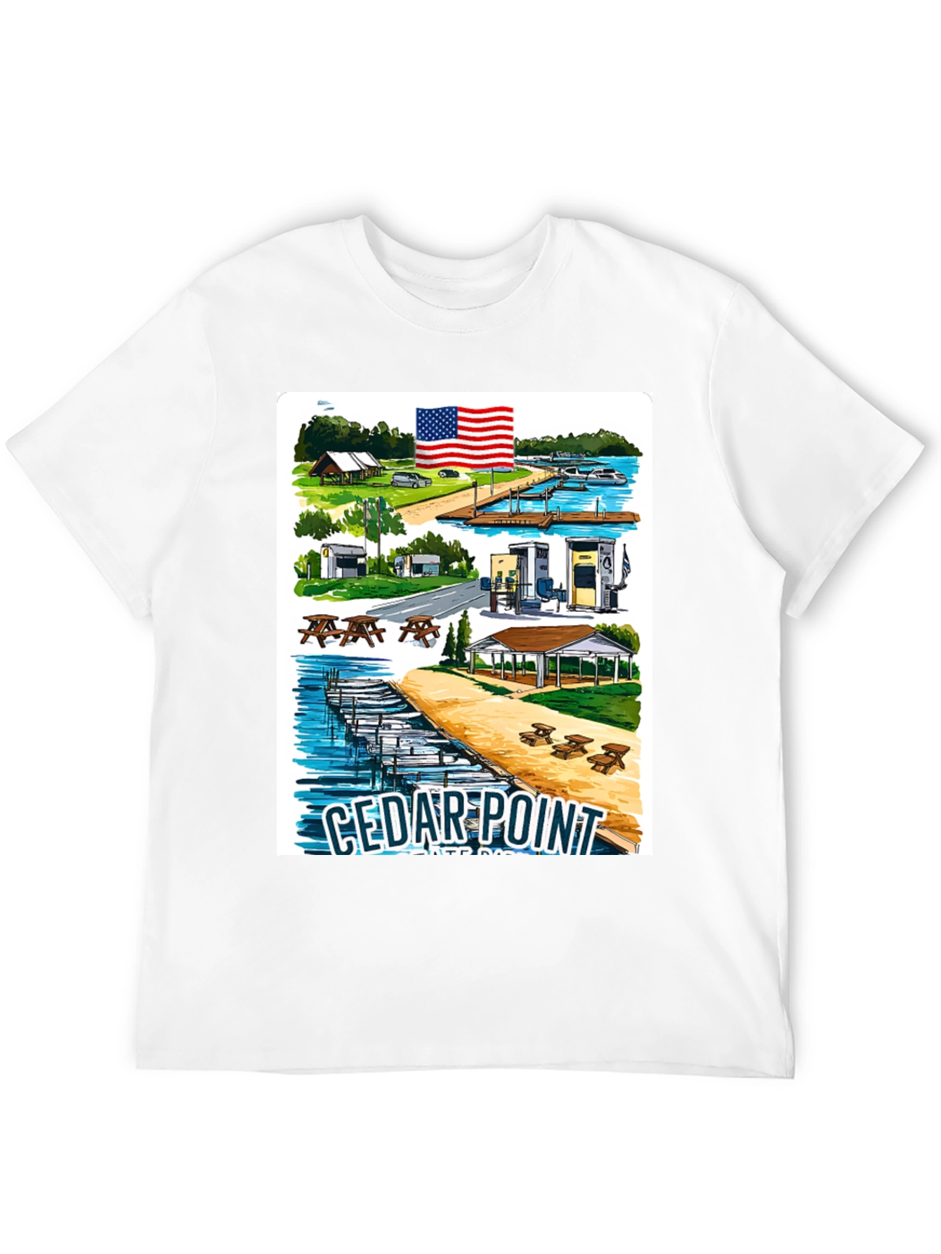 Cedar Point Retro Graphic Tee - Black Cotton Blend
