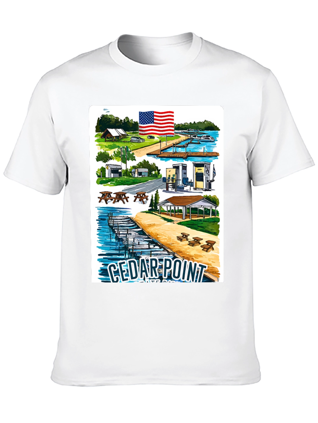 Cedar Point Retro Graphic Tee - Black Cotton Blend