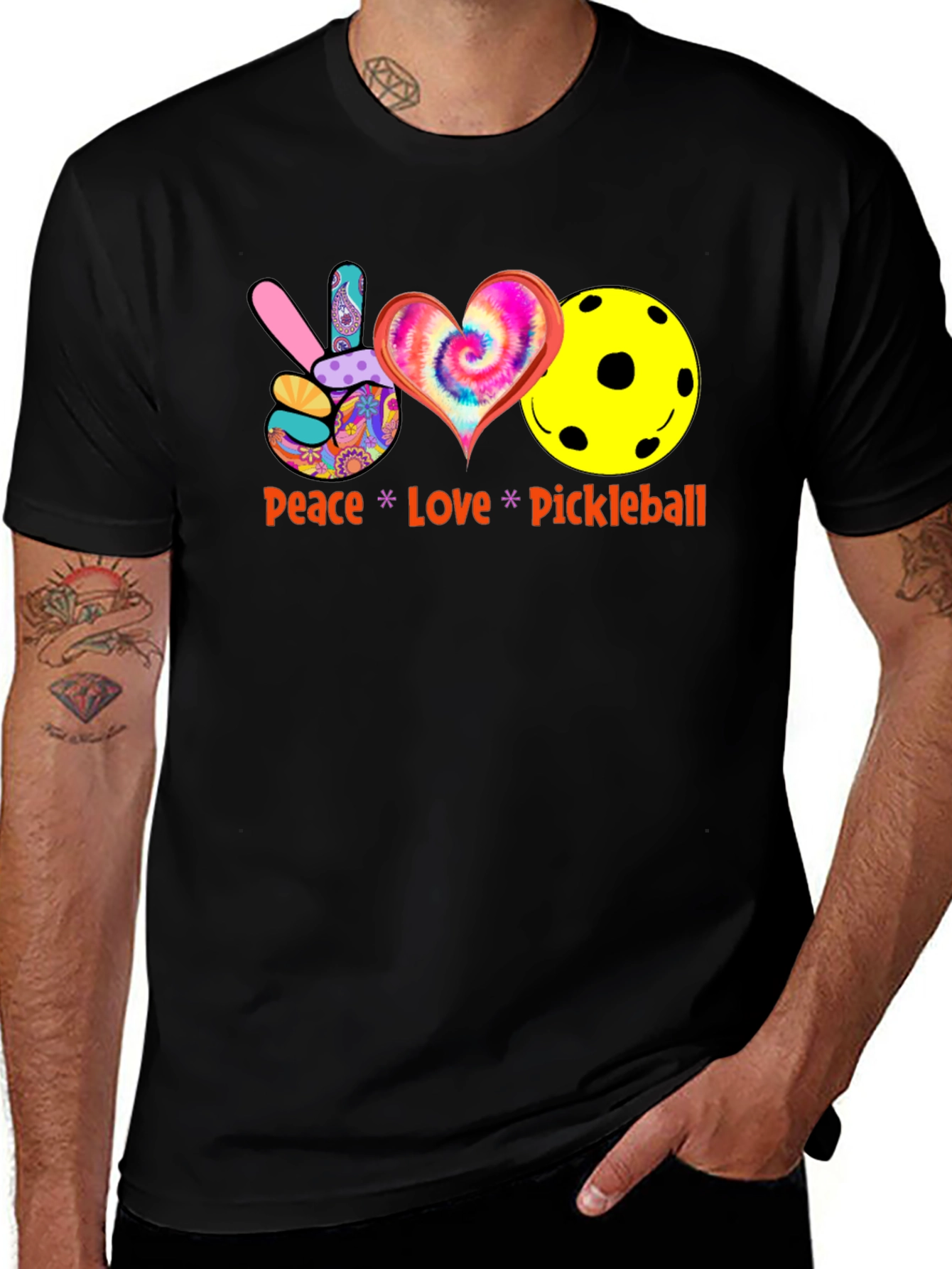 Peace Love Pickleball Black T-Shirt