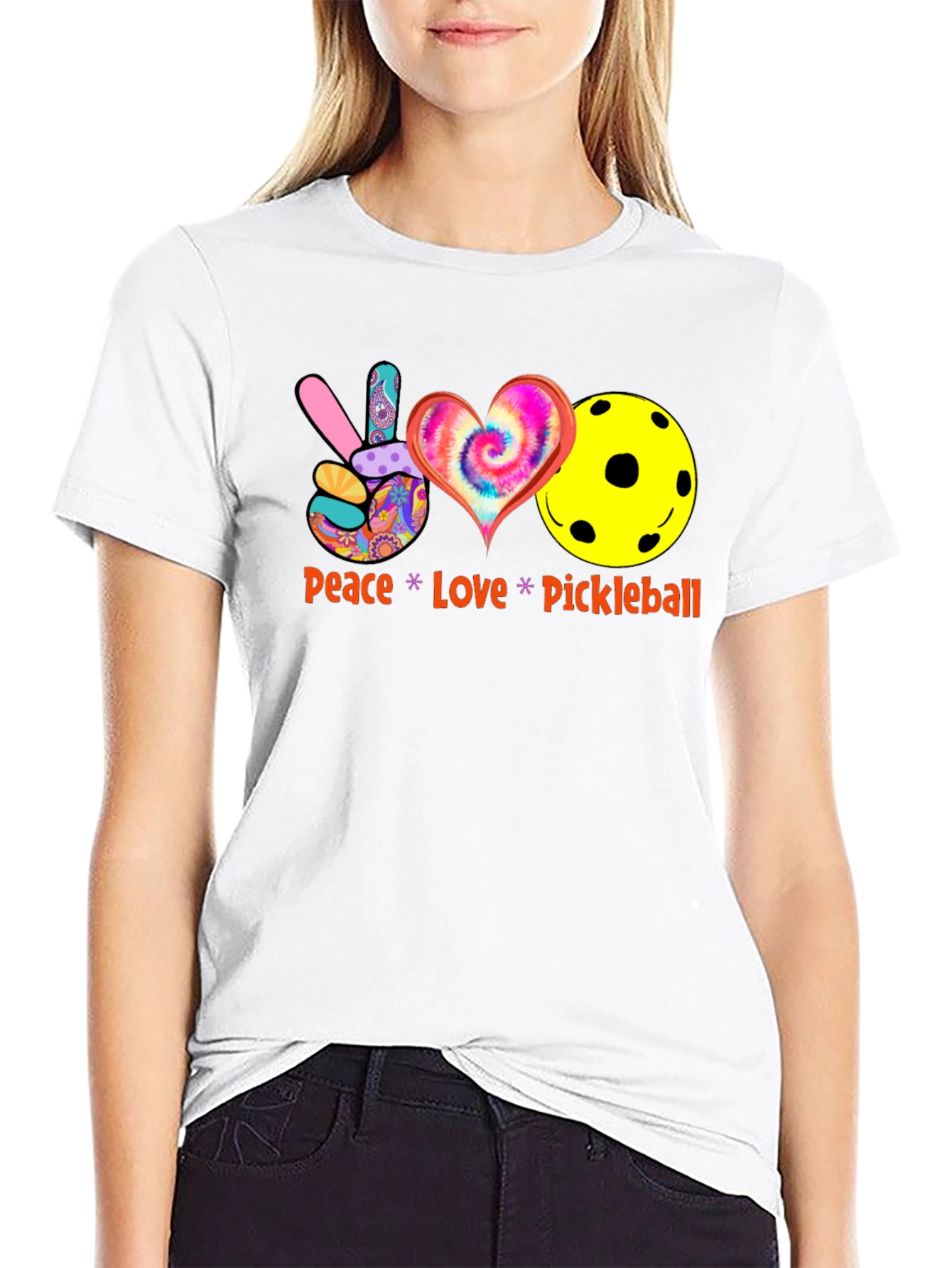 Peace Love Pickleball Black T-Shirt