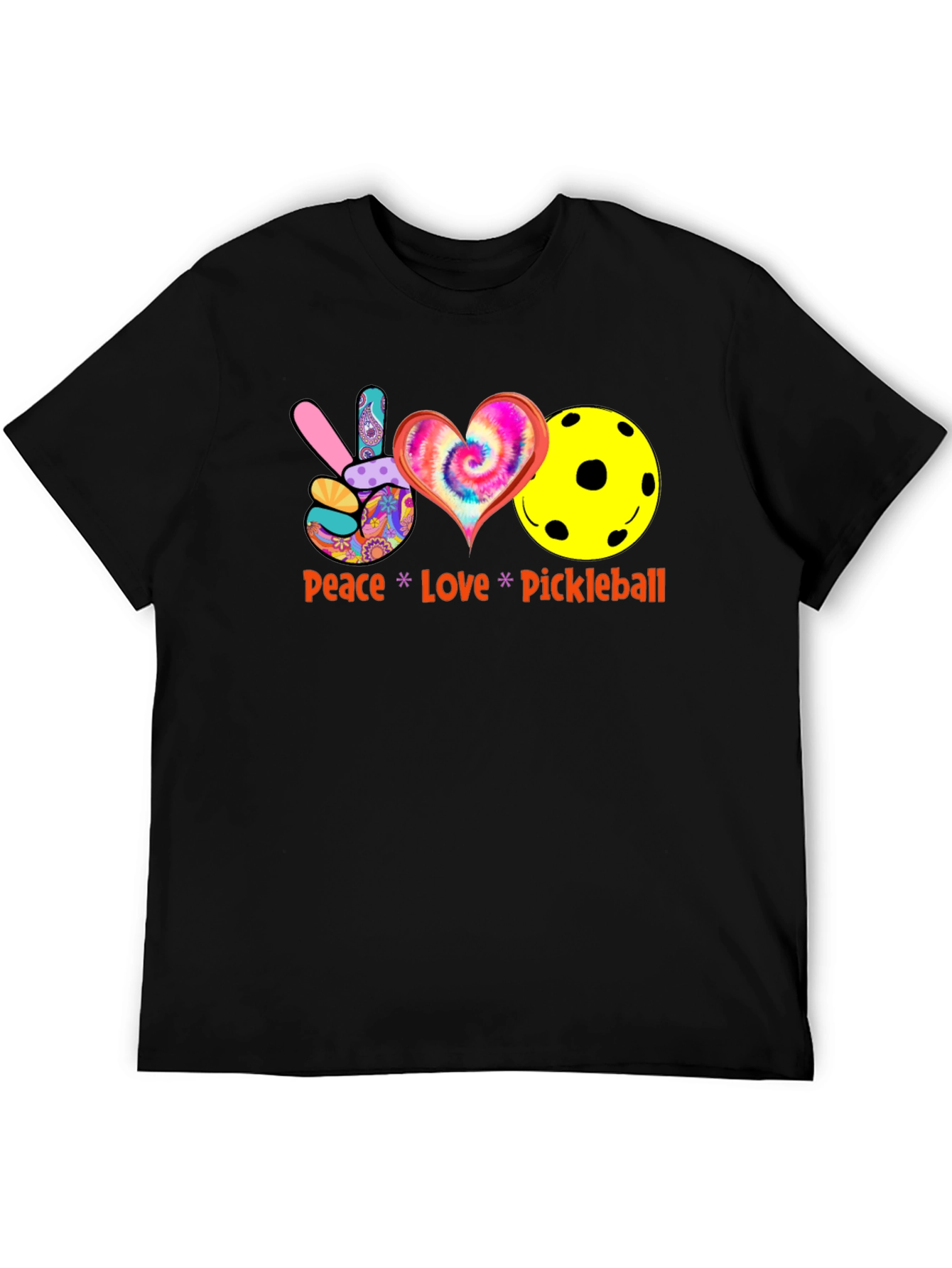 Peace Love Pickleball Black T-Shirt