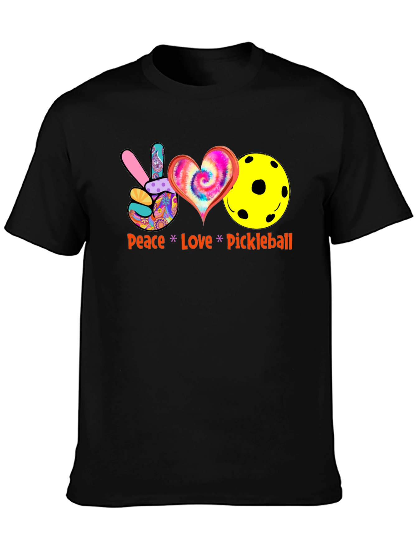 Peace Love Pickleball Black T-Shirt