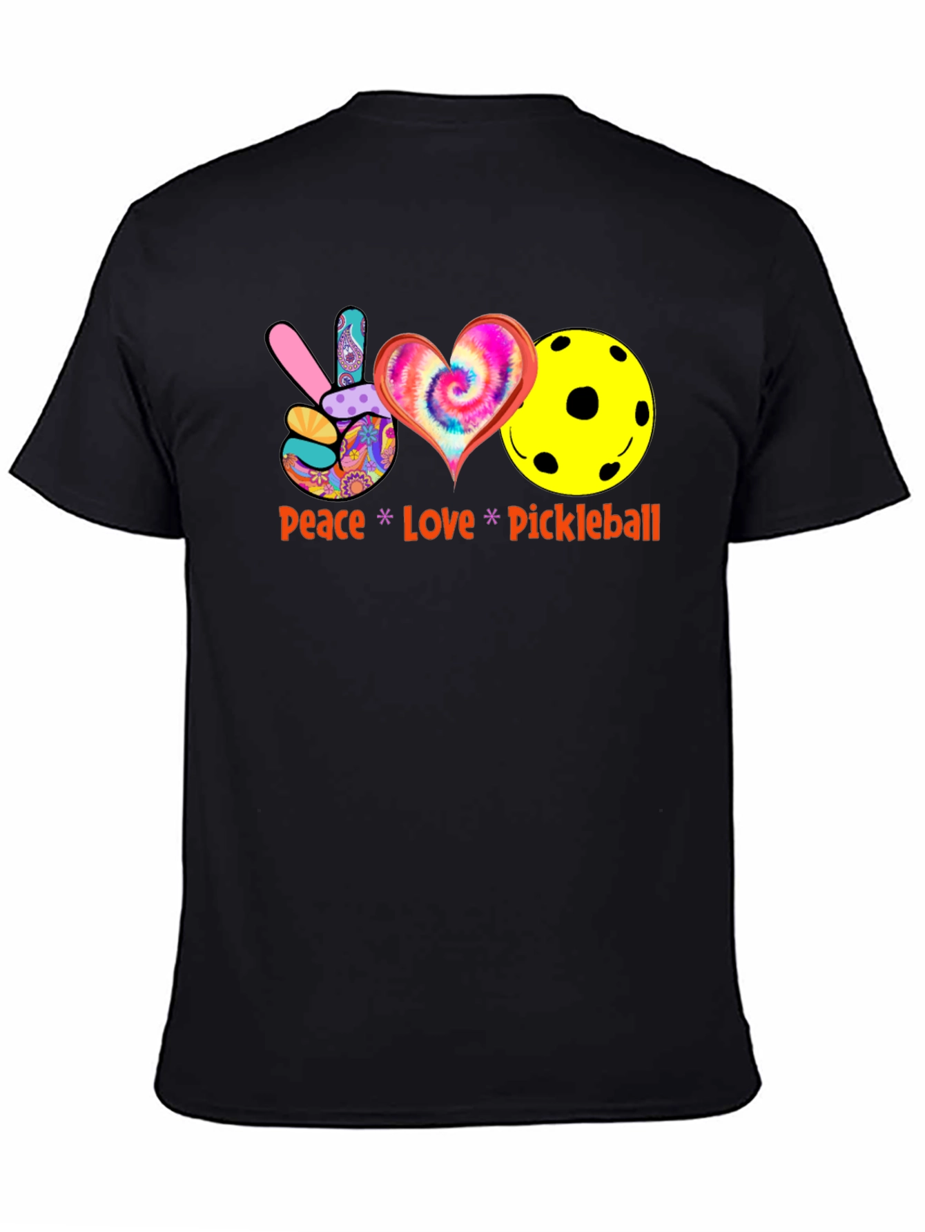 Peace Love Pickleball Black T-Shirt