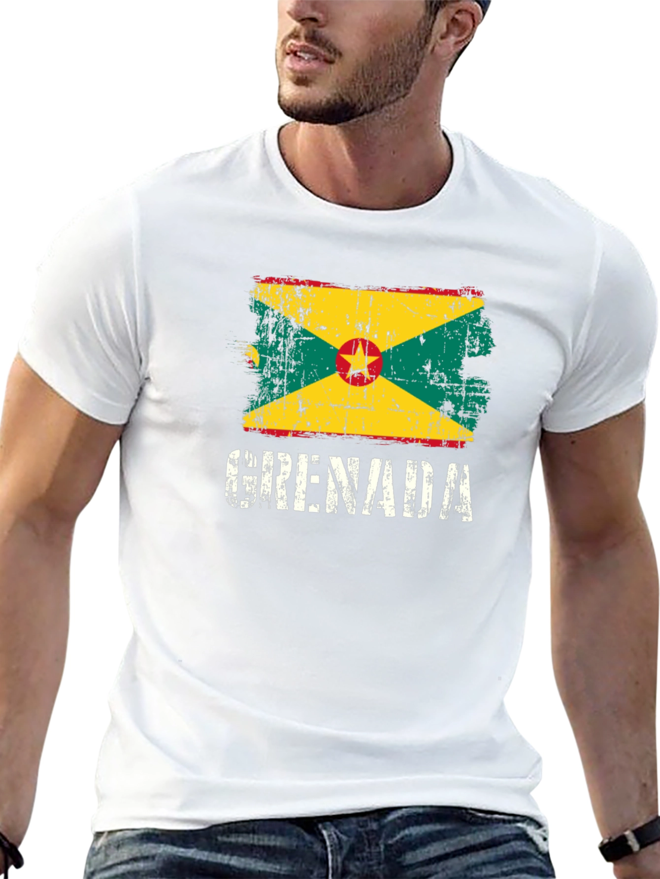 Grenada Flag T-Shirt - Distressed Style