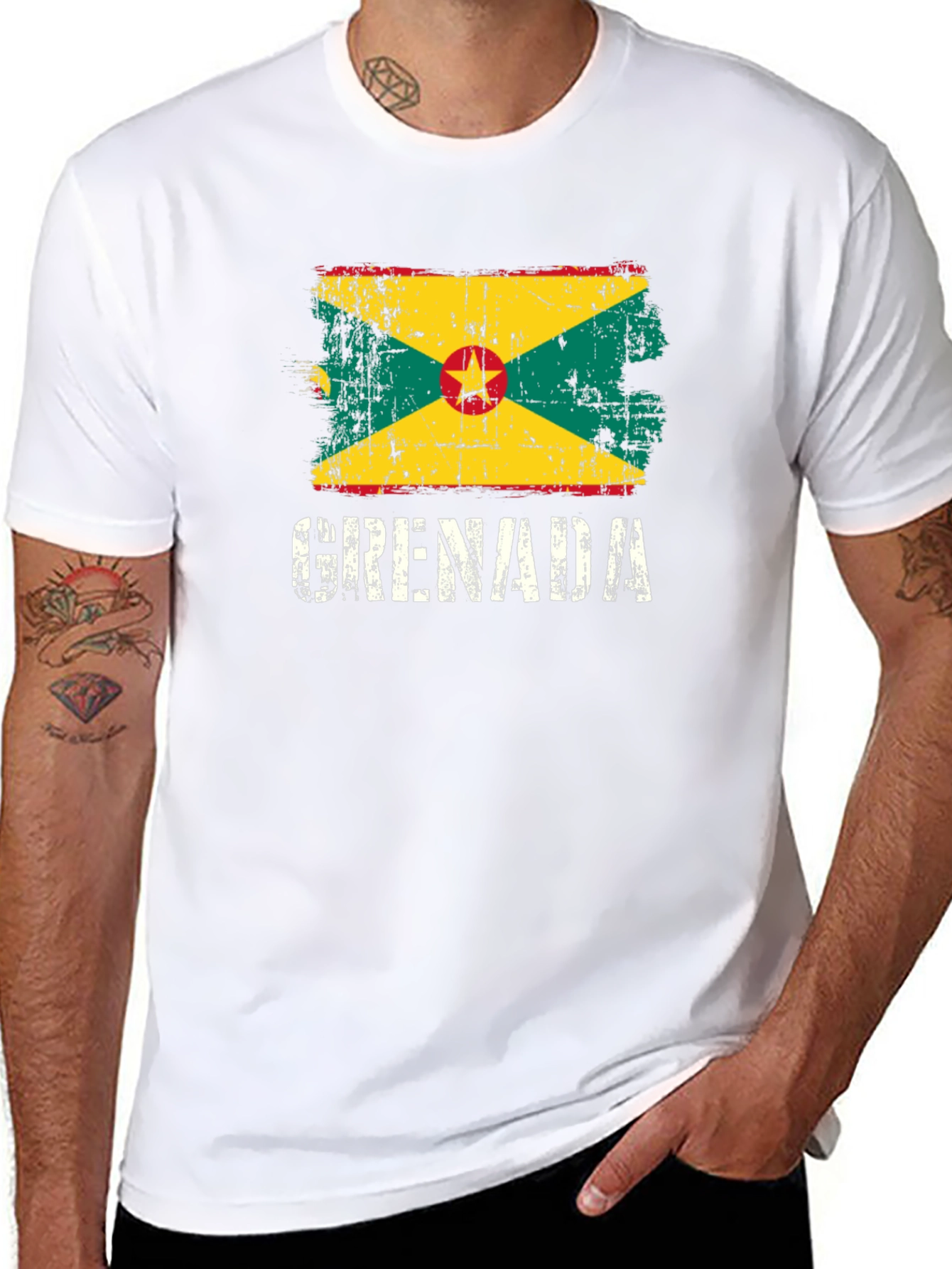 Grenada Flag T-Shirt - Distressed Style